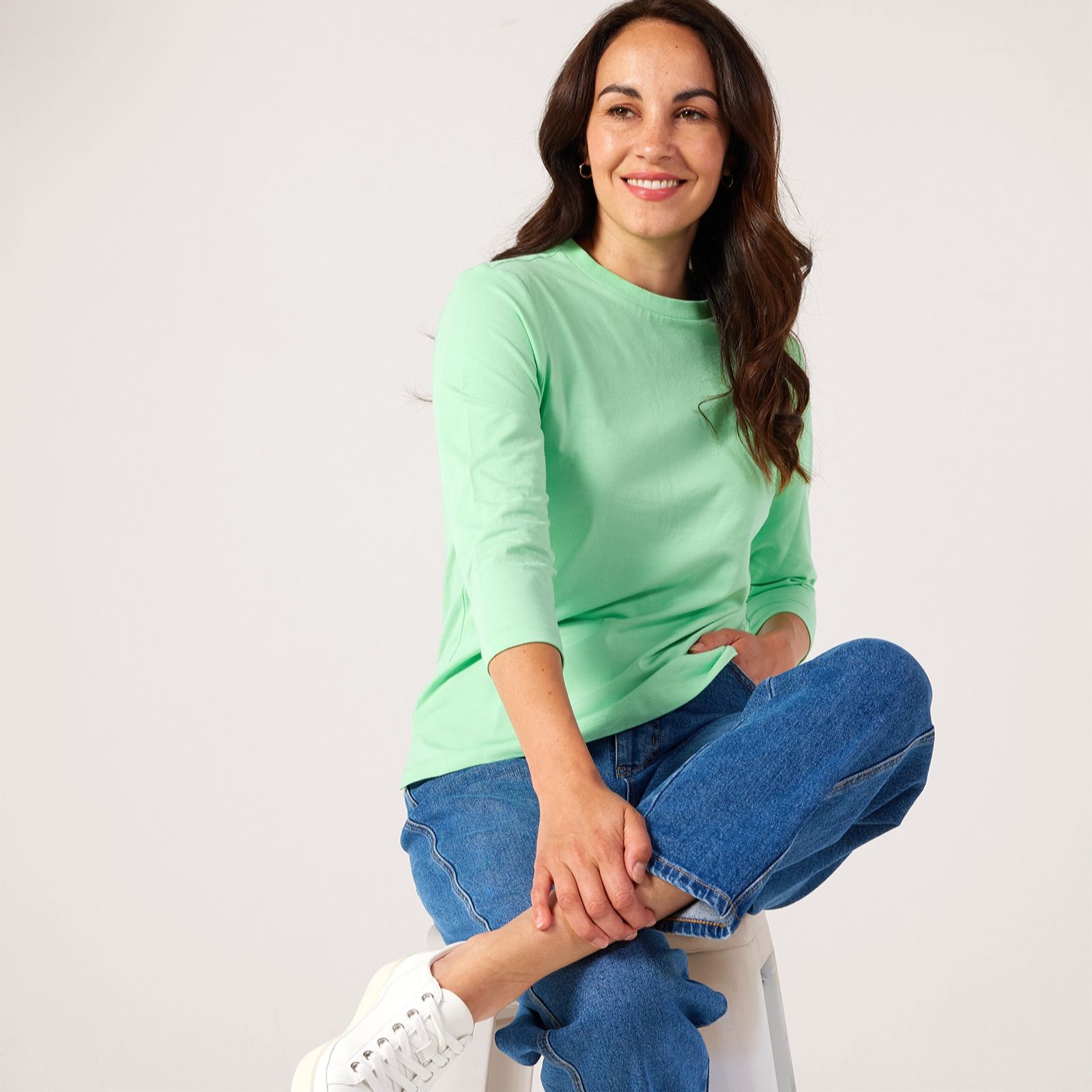 Denim & Co. Essentials Single Jersey 3/4 Sleeve Top