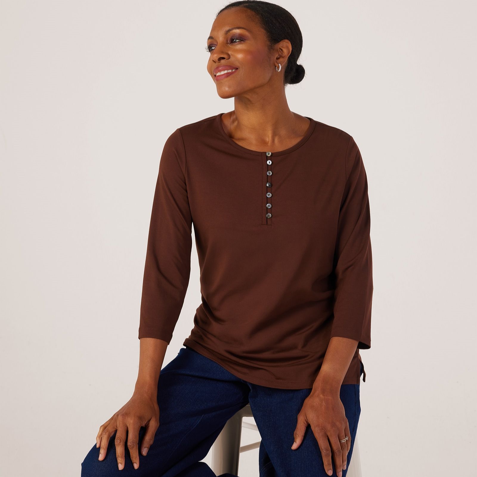 Ruth Langsford 3/4 Sleeve Button Front Top