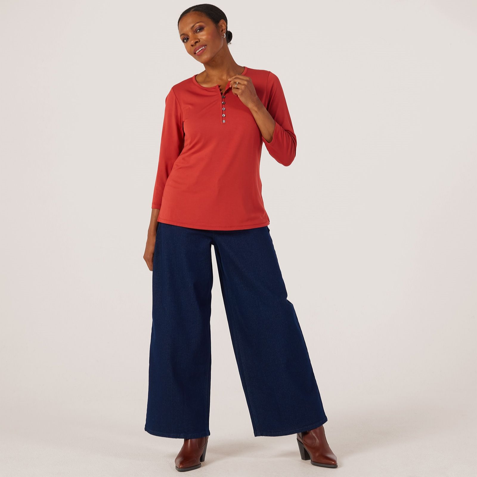 Ruth Langsford 3/4 Sleeve Button Front Top