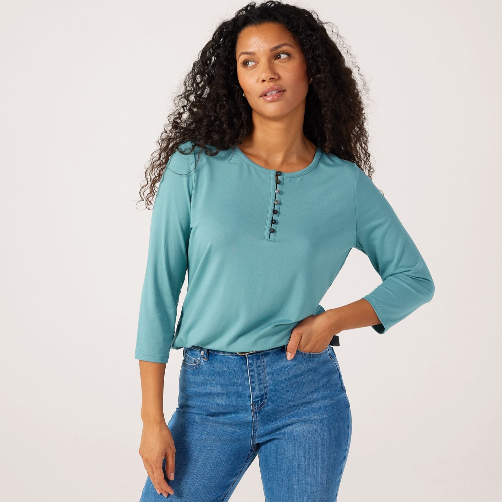 Ruth Langsford 3/4 Sleeve Button Front Top