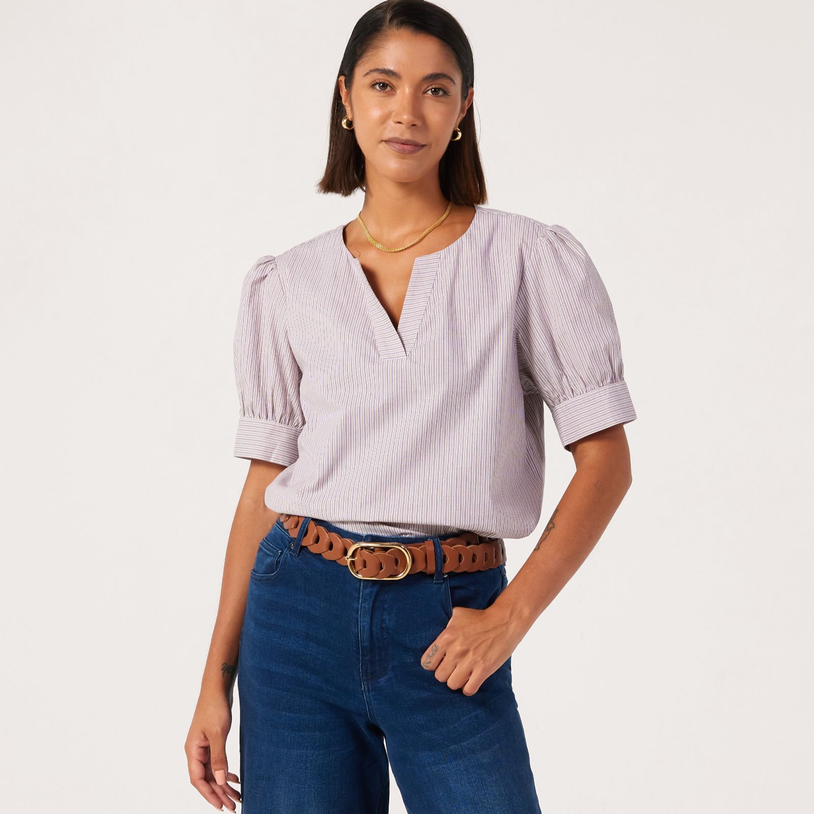 Ben De Lisi Puff Sleeve Stripe Shirt