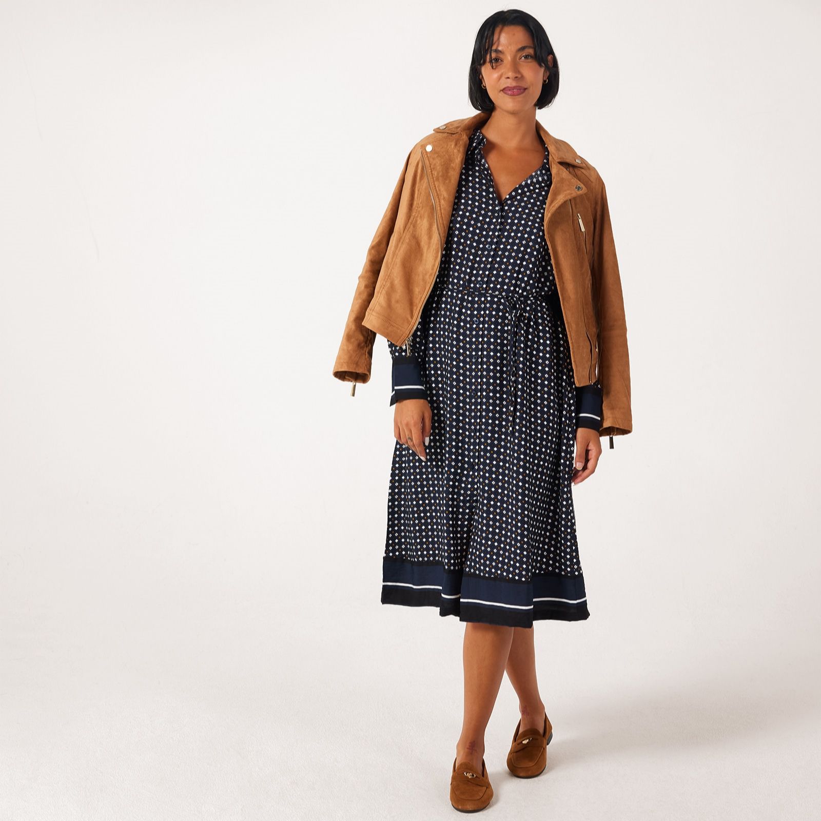 JDY Alice Border Print Midi Shirt Dress