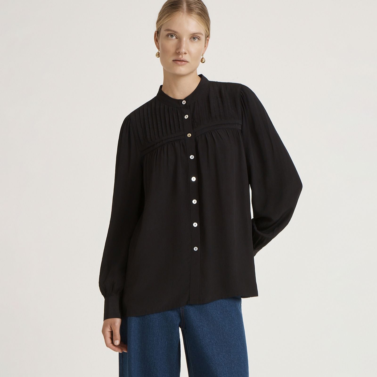 Finery London Andrea Viscose Crepe Pleated Detail Top