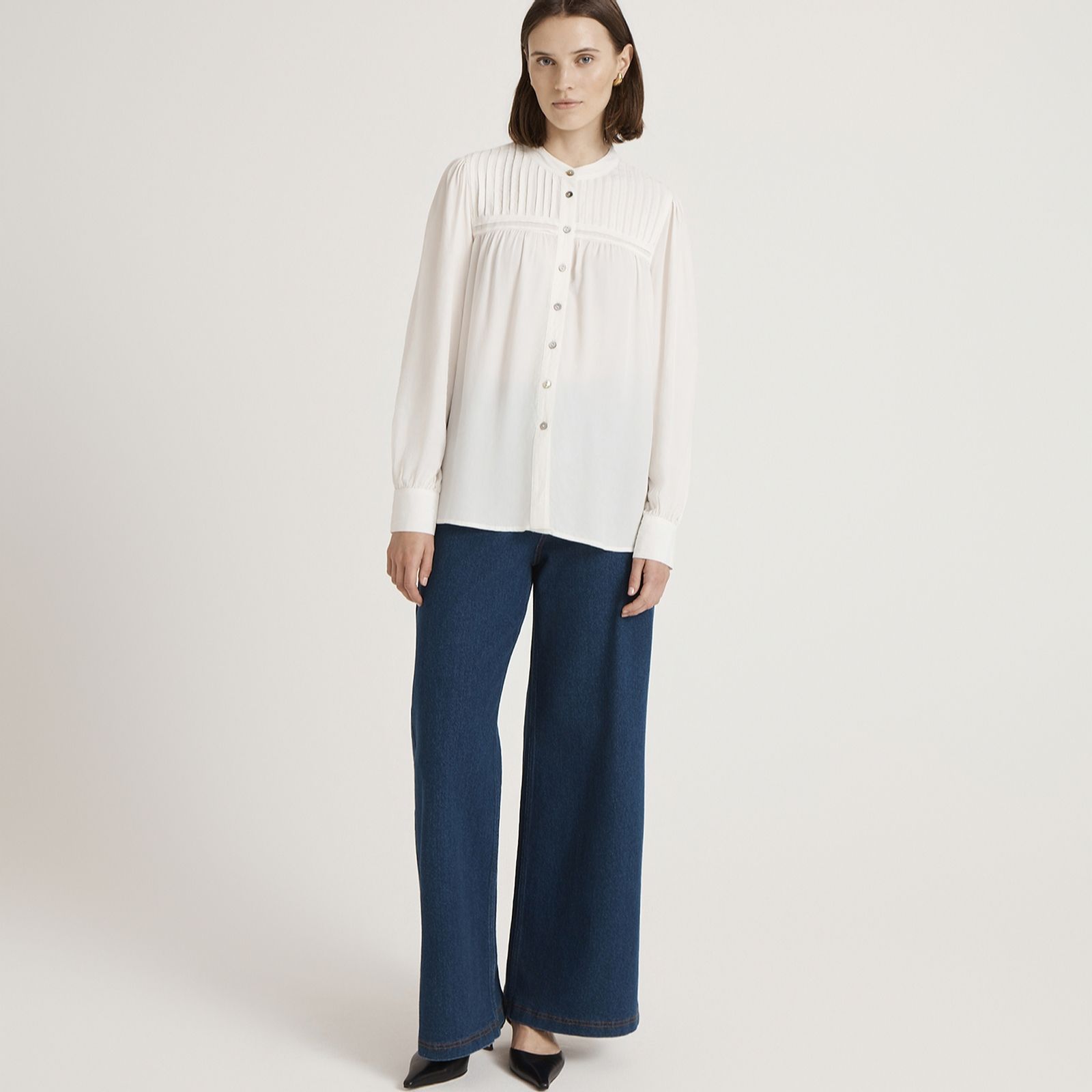 Finery London Andrea Viscose Crepe Pleated Deatil Top