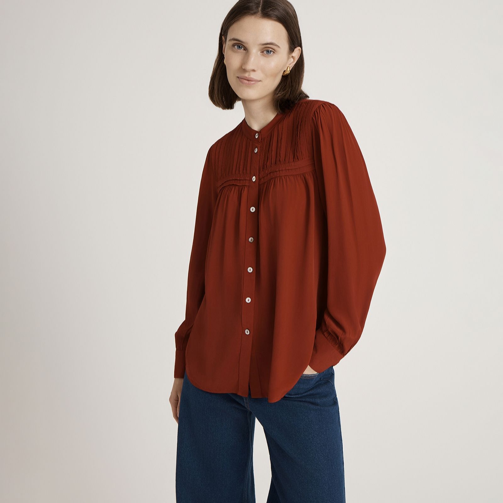 Finery London Andrea Viscose Crepe Pleated Deatil Top