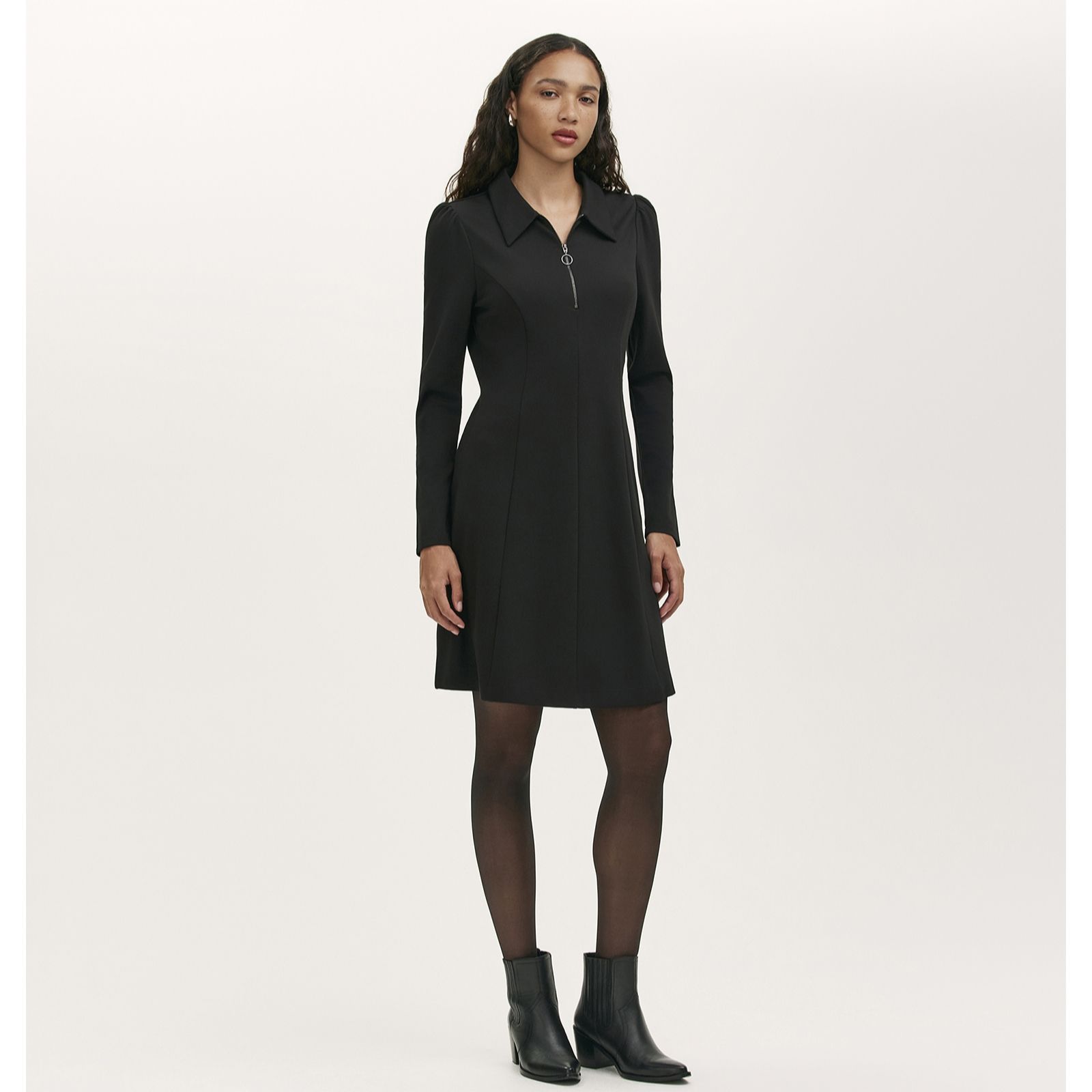 Finery London Lea Ponte Dress with Zip Collar Detail