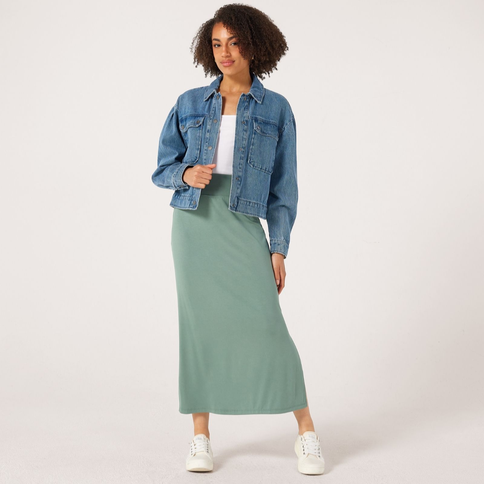Kim & Co Viscose Jersey Long Skirt with Slits