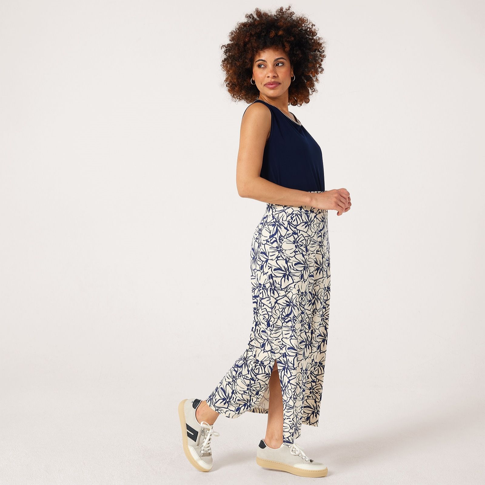 Kim & Co Viscose Jersey Long Skirt with Slits