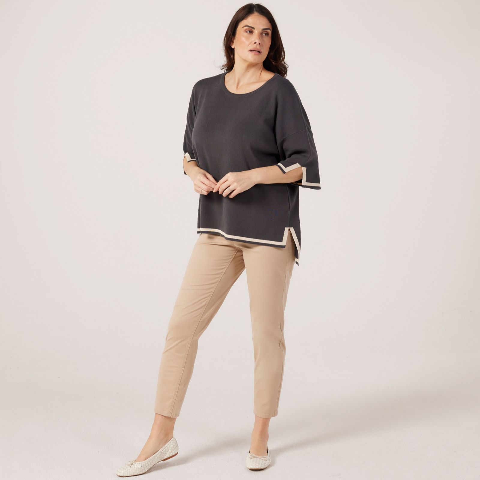 Izabel London Striped Edge Jumper