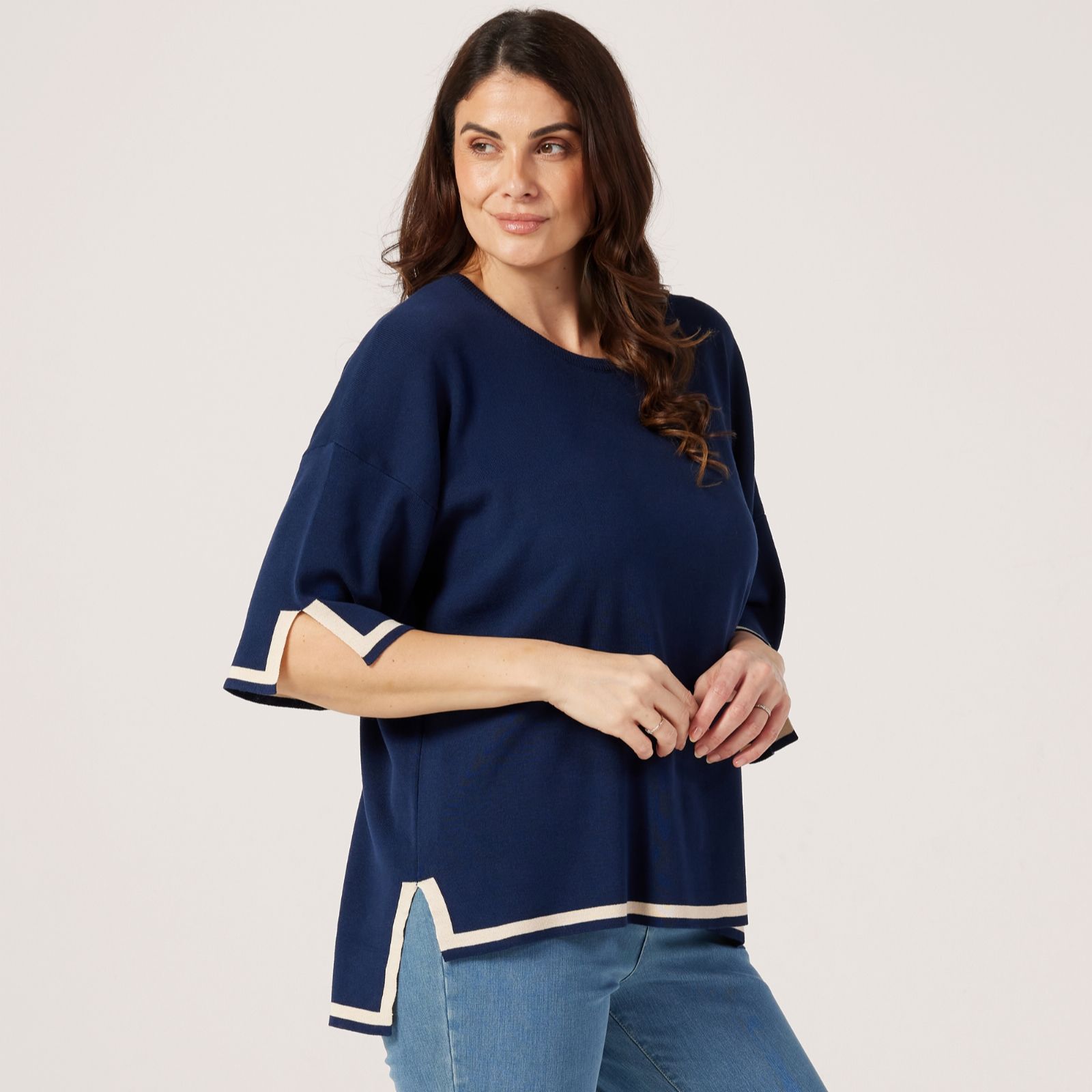 Izabel London Striped Edge Jumper