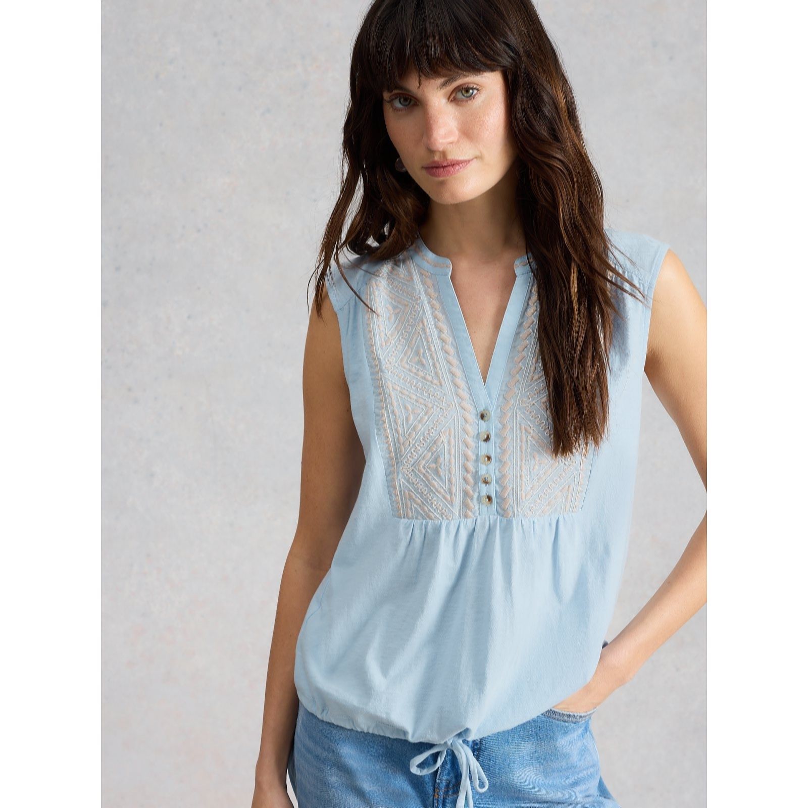 White Stuff Peony Sleeveless Shirt