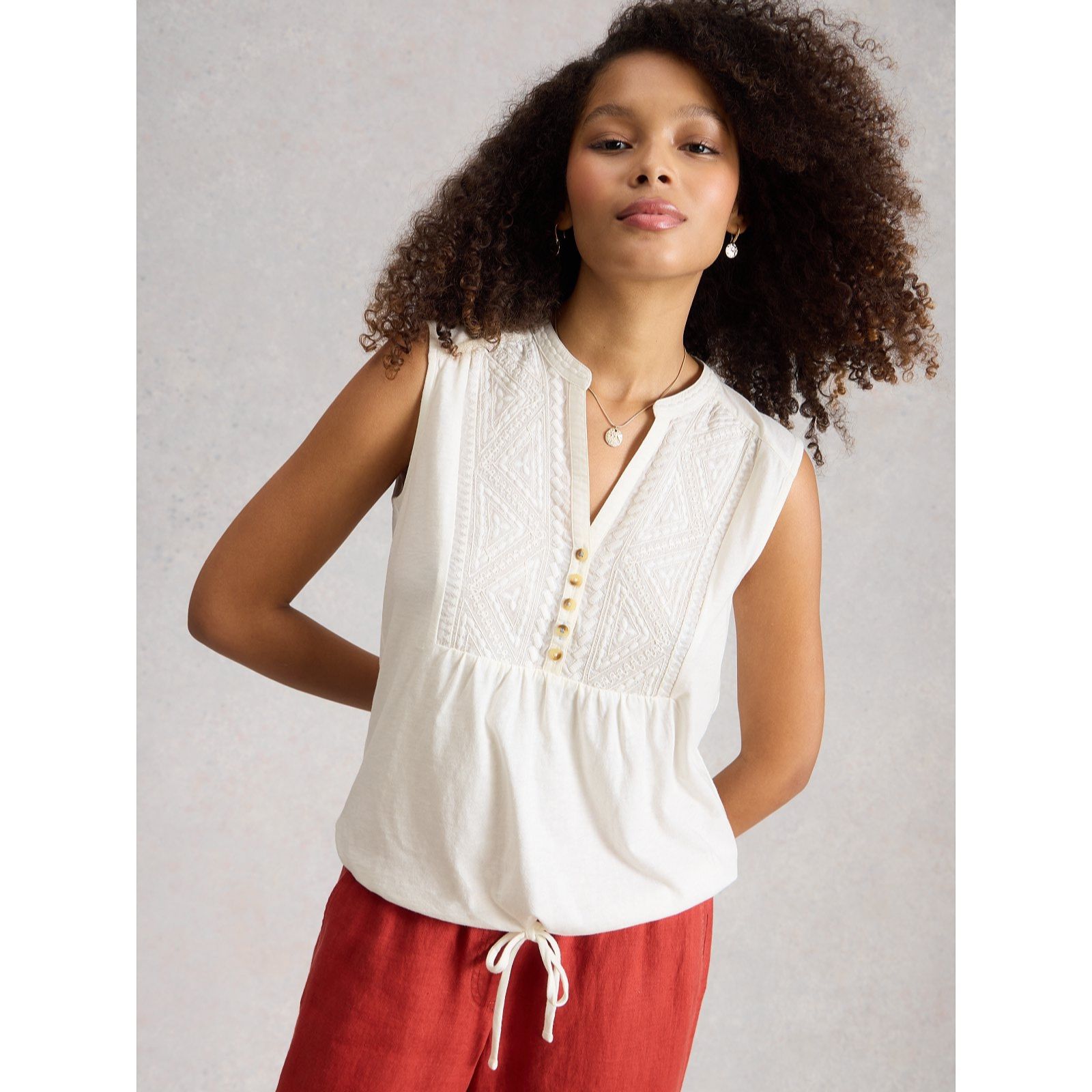 White Stuff Peony Sleeveless Shirt