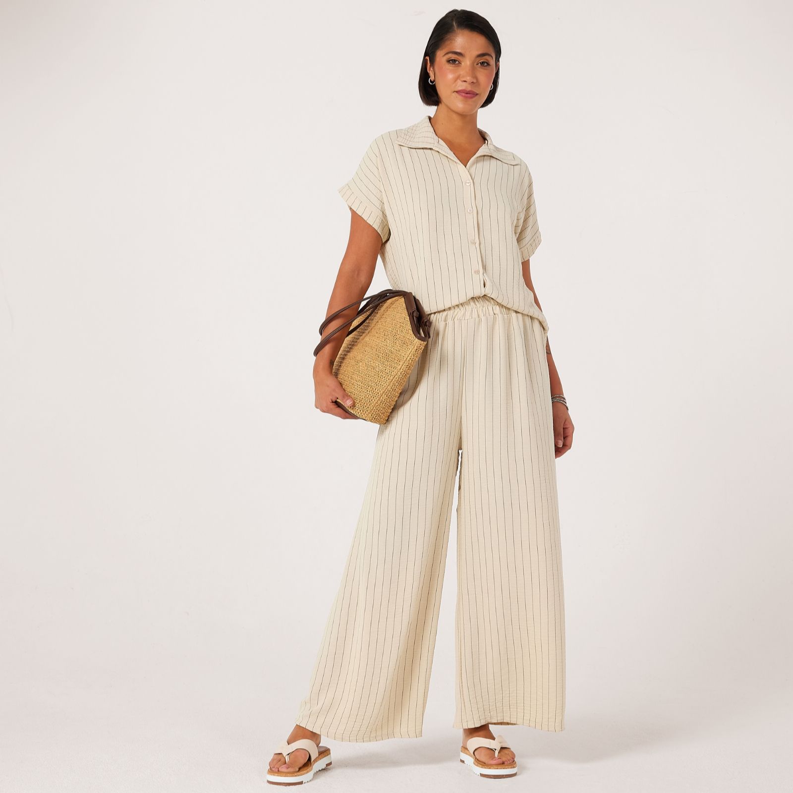 Izabel London Stripe Wide Leg Trousers