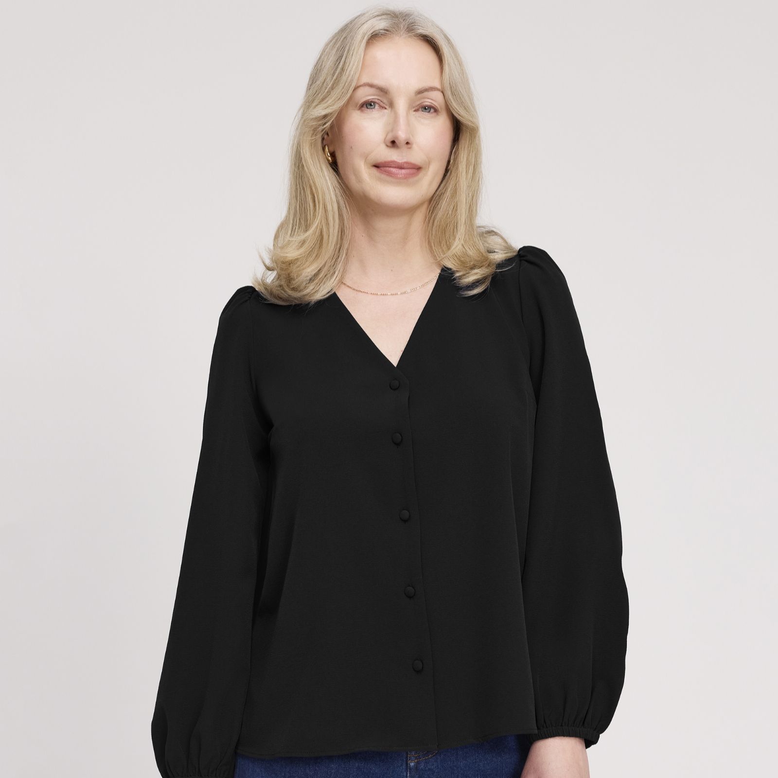 Finery London Elvora Crepe Button Through Blouse