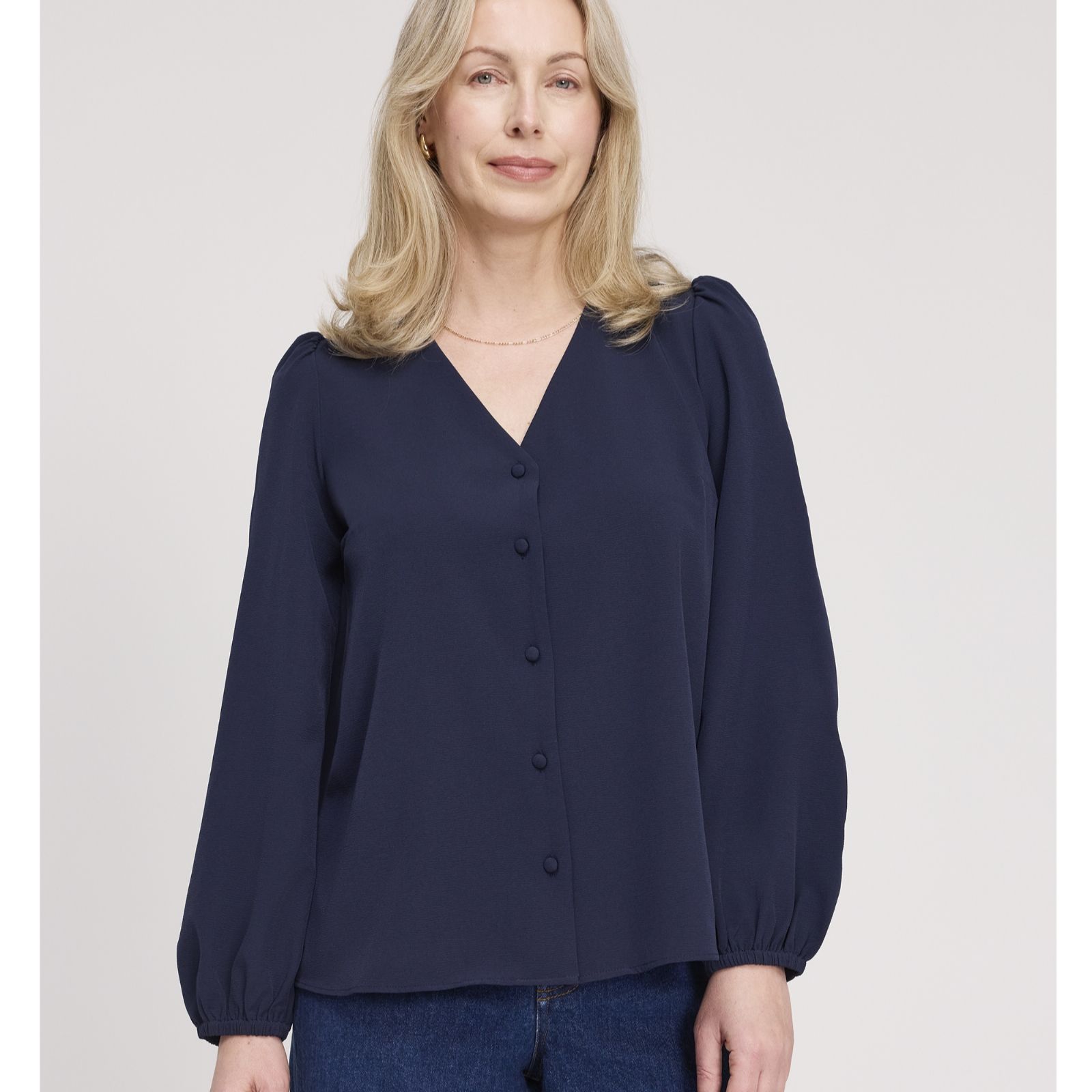 Finery London Elvora Crepe Button Through Blouse