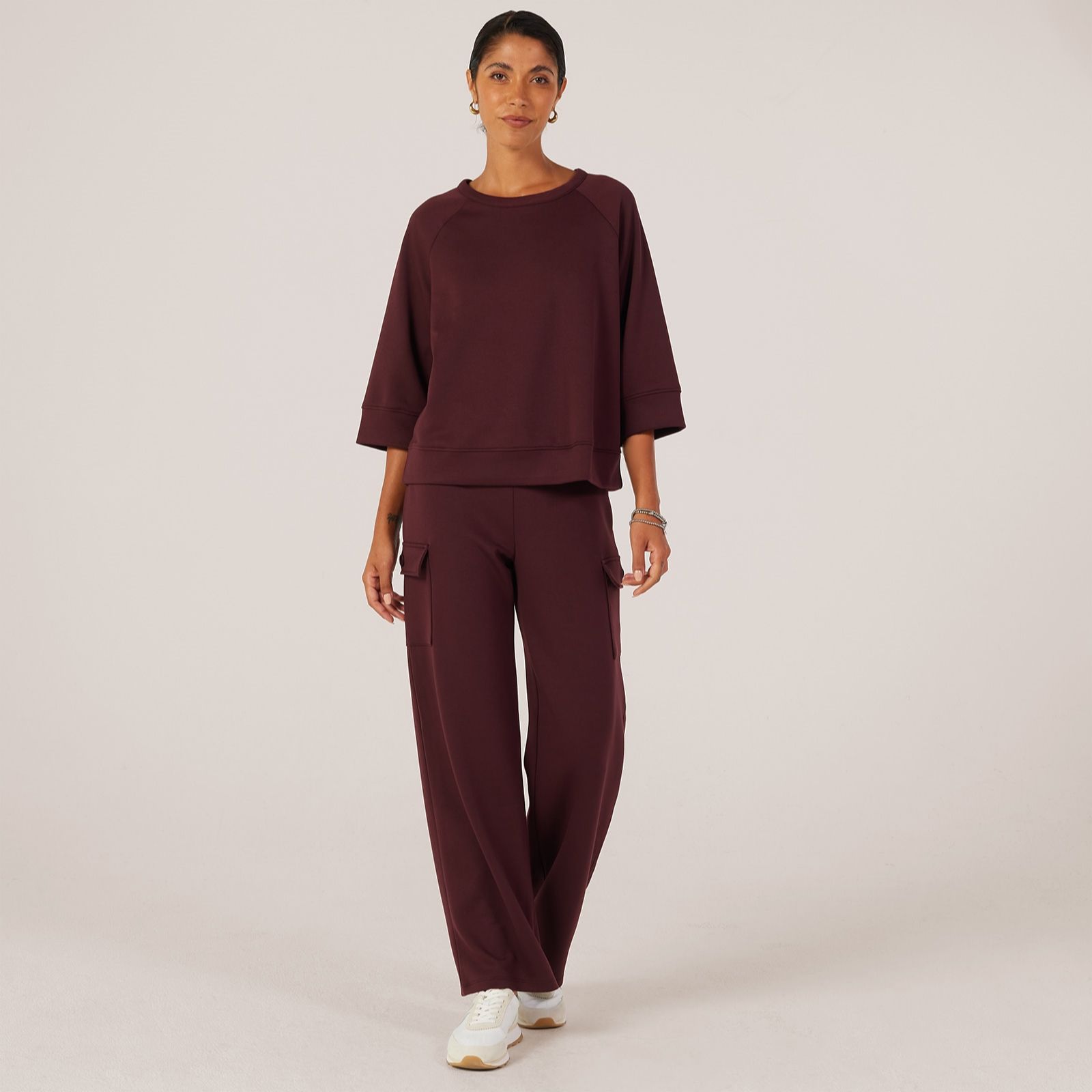 Kim & Co Scuba Jersey Raglan Sleeve Round-Neck Top