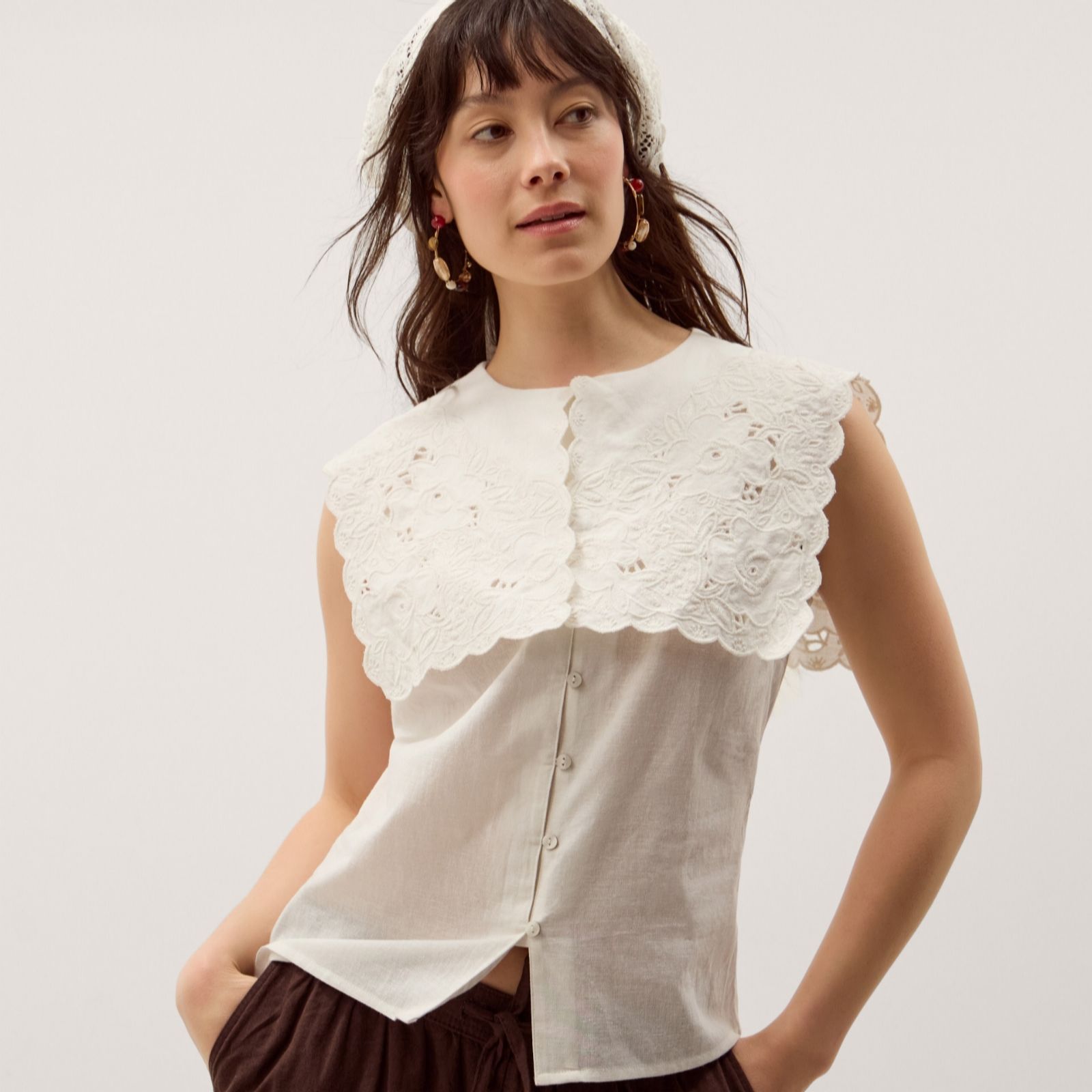 Monsoon Lexi Embroidered Bib Top