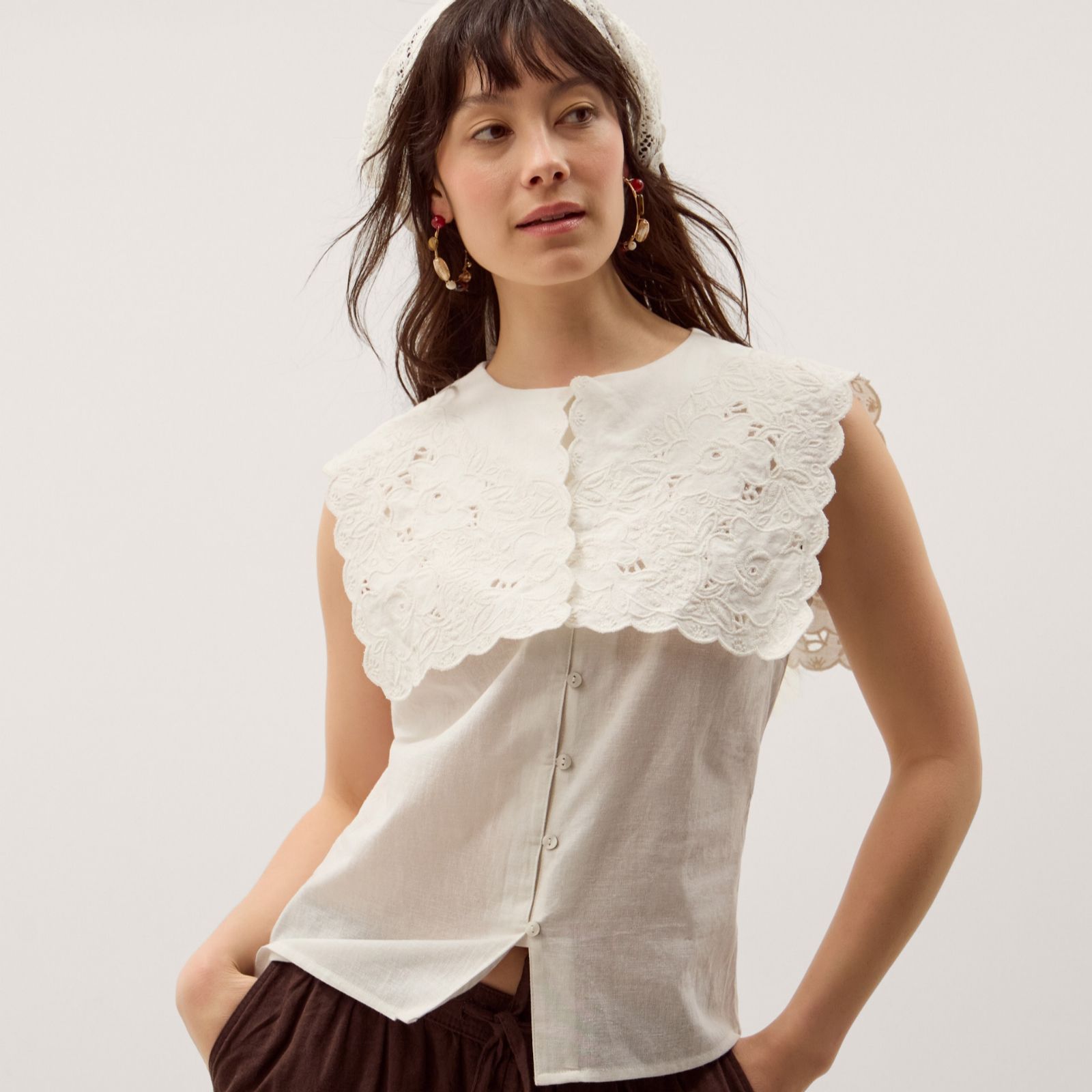 Monsoon Lexi Embroidered Bib Top