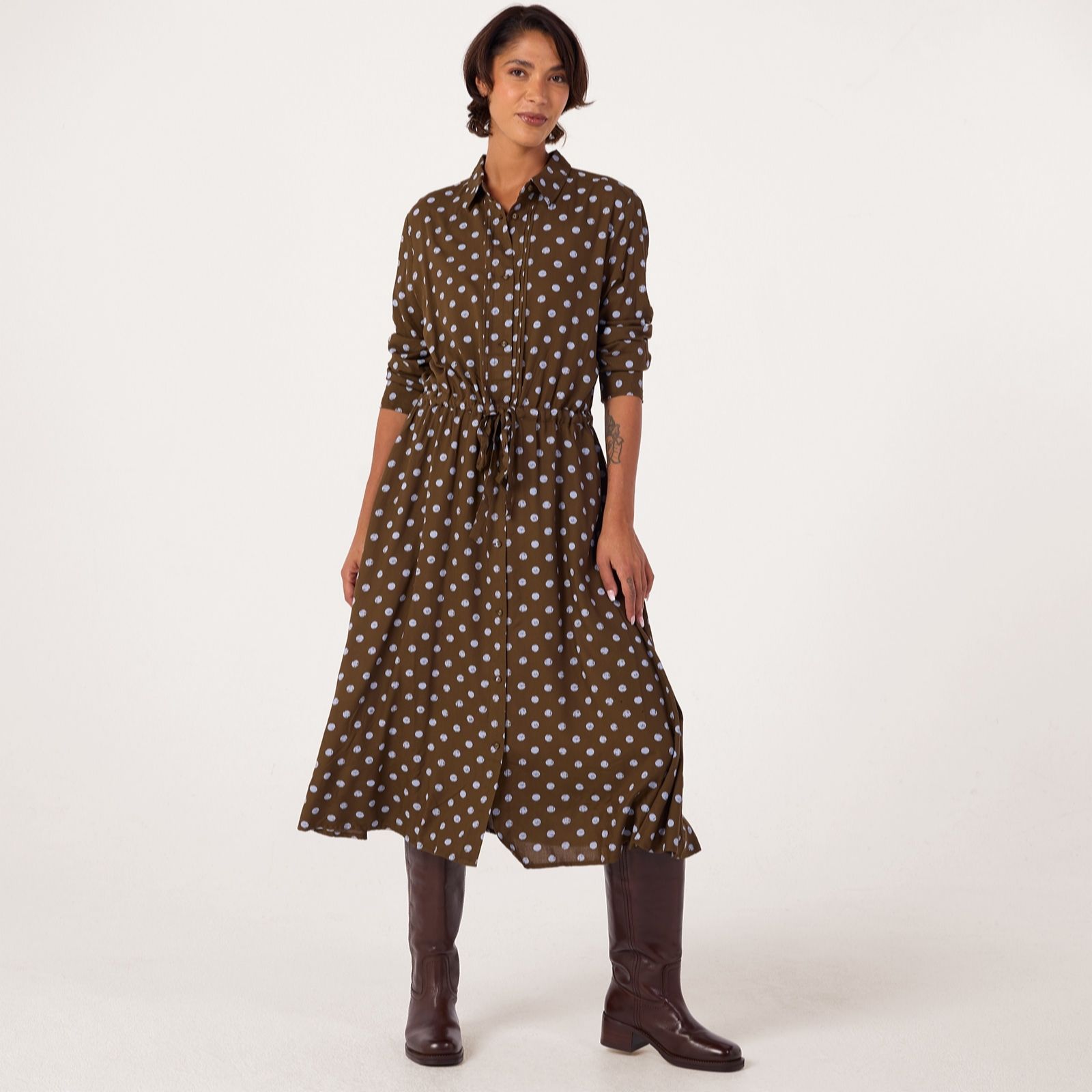 Masai Copenhagen Nolyam Viscose Printed Long Sleeve Tie Waist Dress