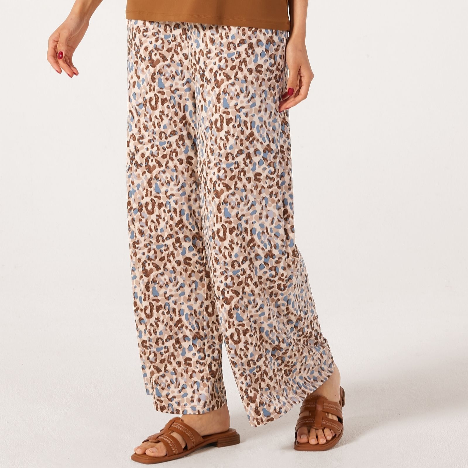Kim & Co Printed Brazil Jersey Palazzo Ankle Length Petite Trousers