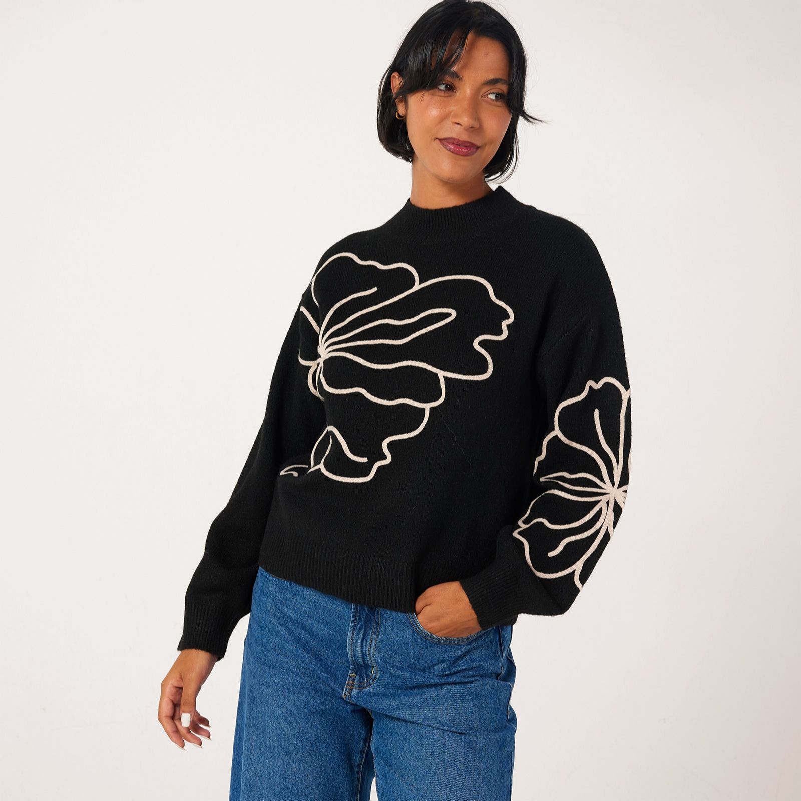 JDY Jella Floral Detail Knitted Jumper
