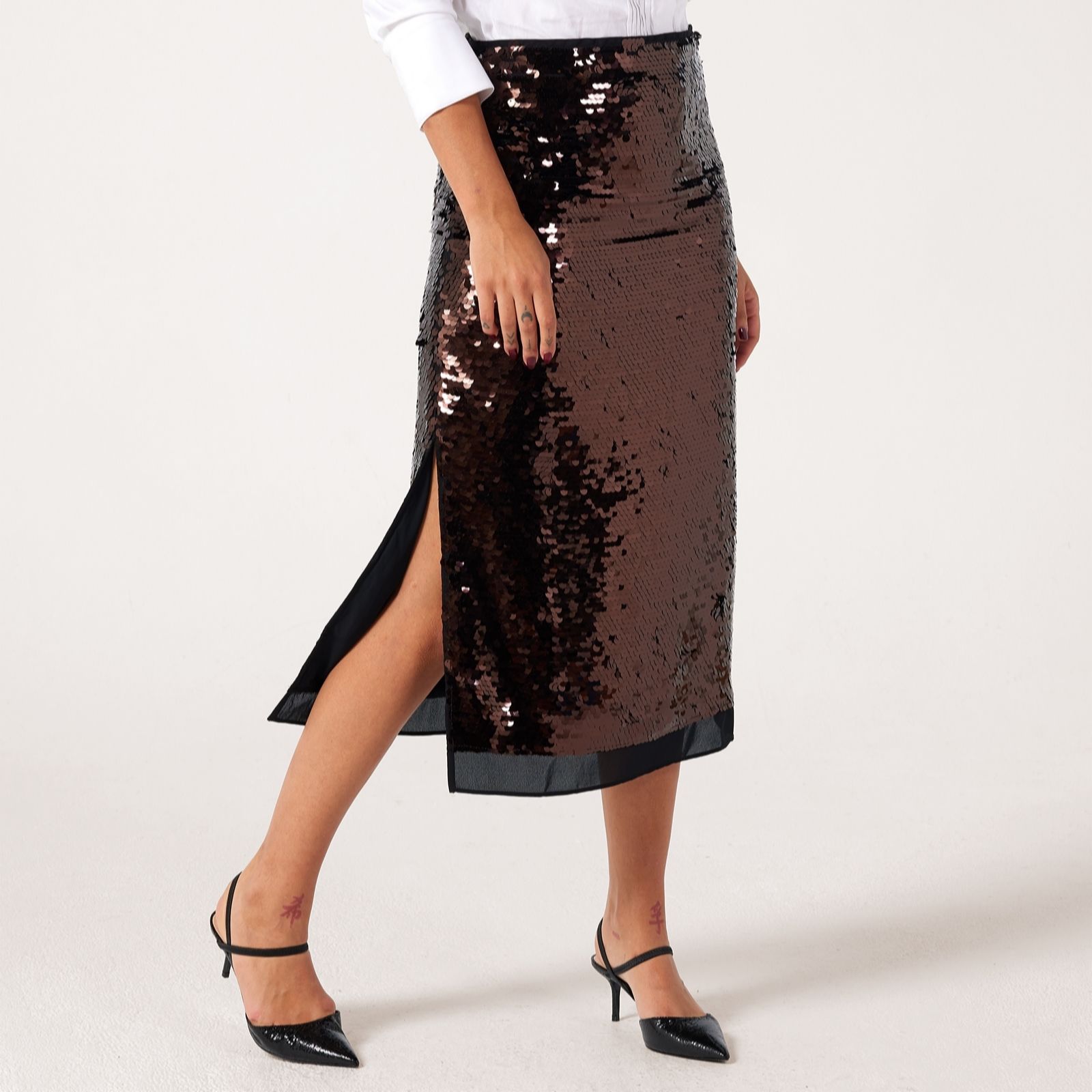 Ben de Lisi Sequin Midi Skirt Petite