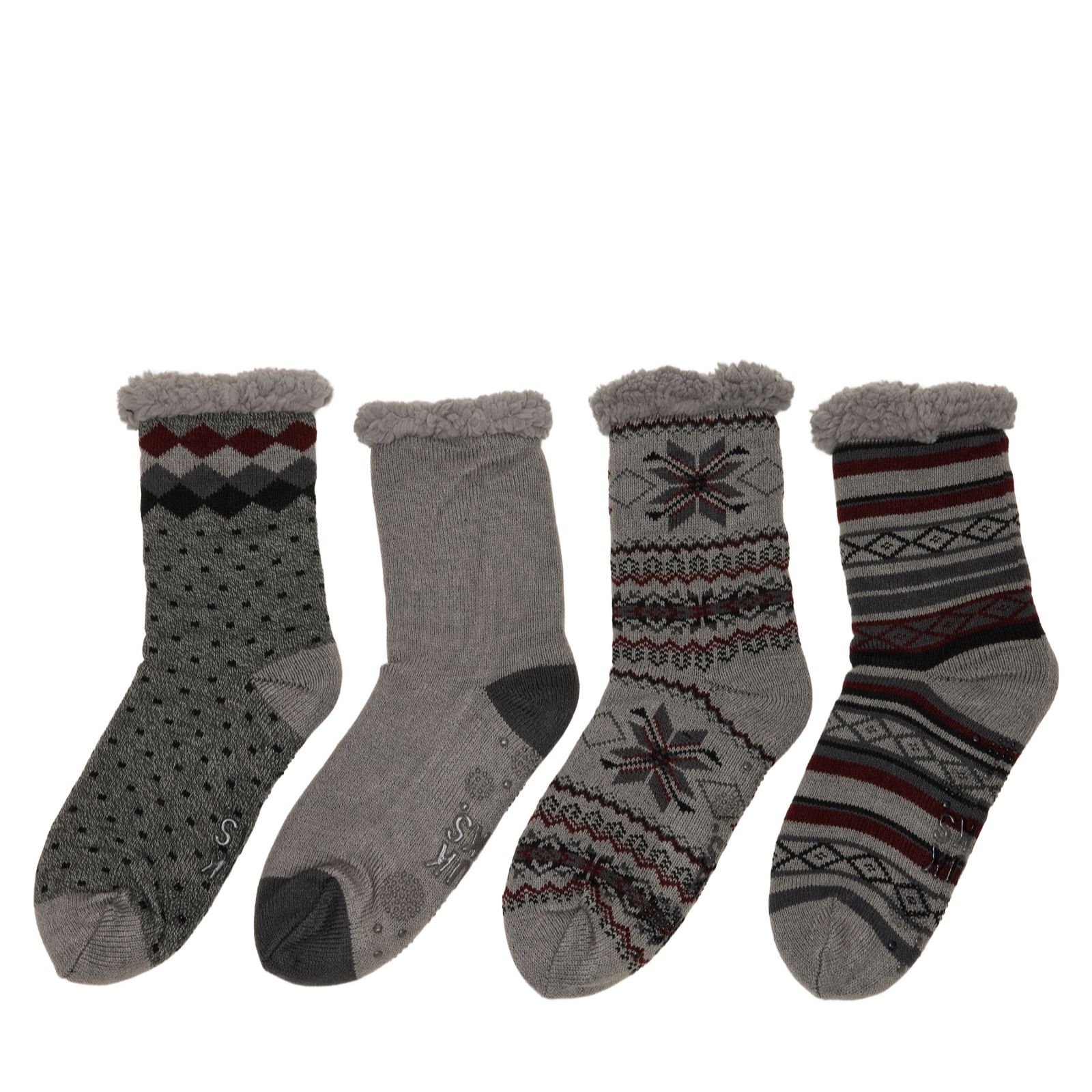 Muk Luks Men's 4 Pack Shea Infused Slipper Socks