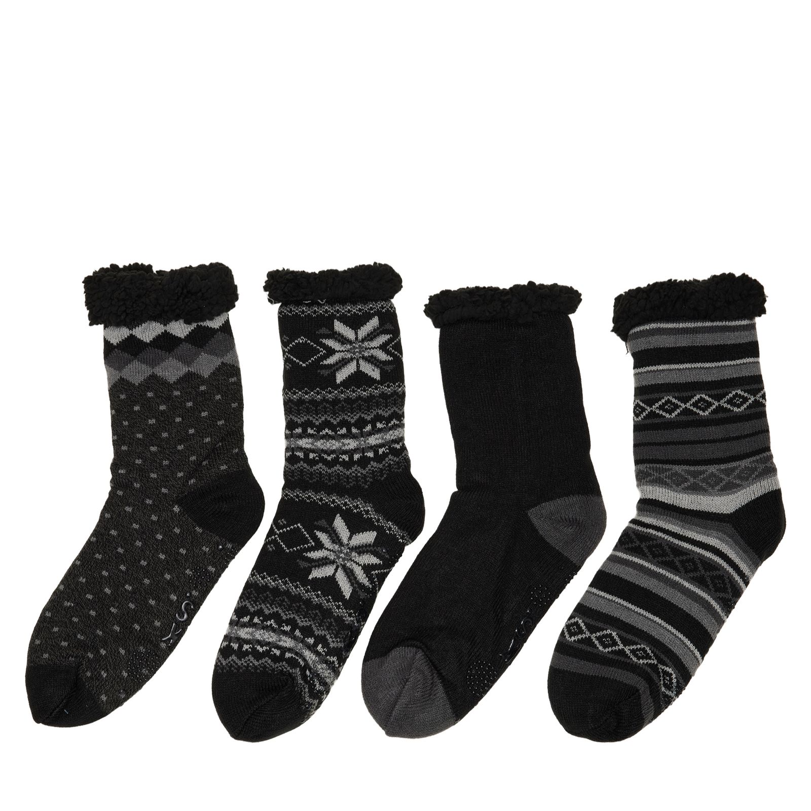 Muk Luks Men's 4 Pack Shea Infused Slipper Socks