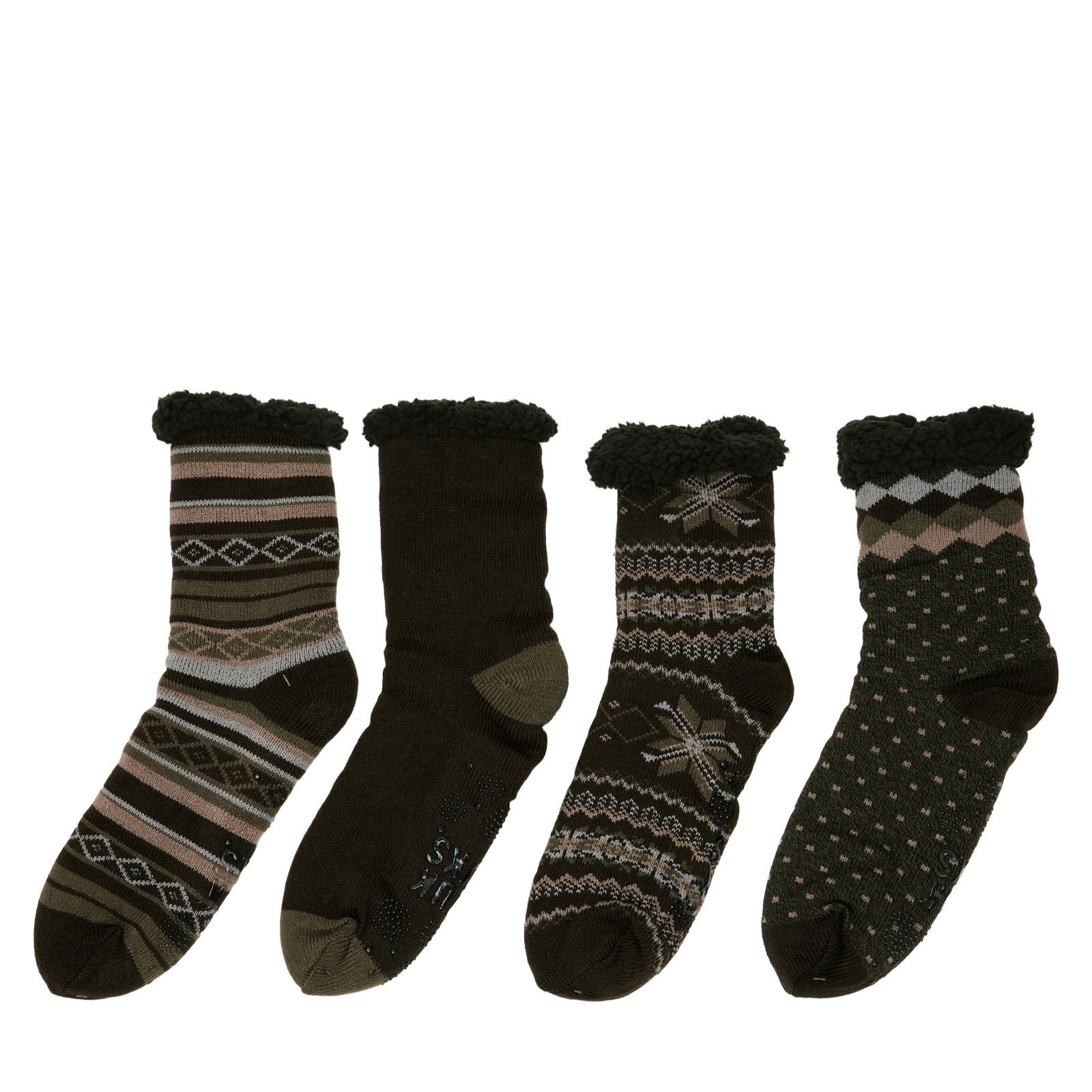 Muk Luks Men's 4 Pack Shea Infused Cabin Socks