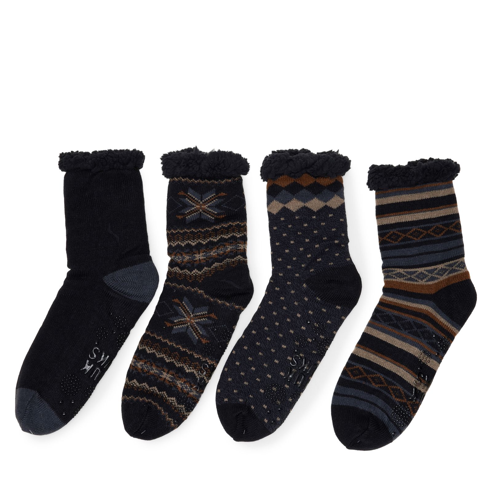 Muk Luks Men's 4 Pack Shea Infused Slipper Socks