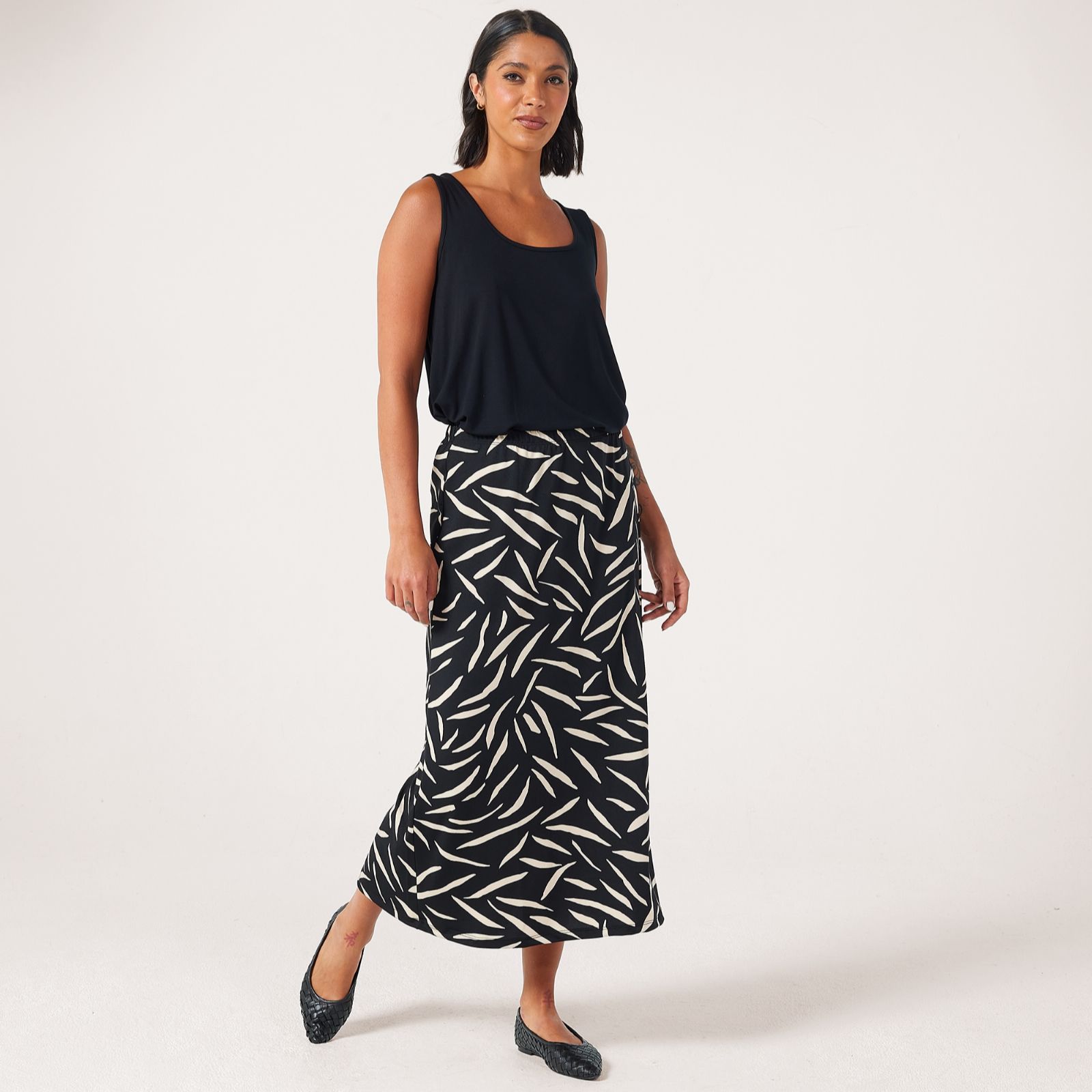 Kim & Co Brazil Knit Jersey A-Line Long Skirt