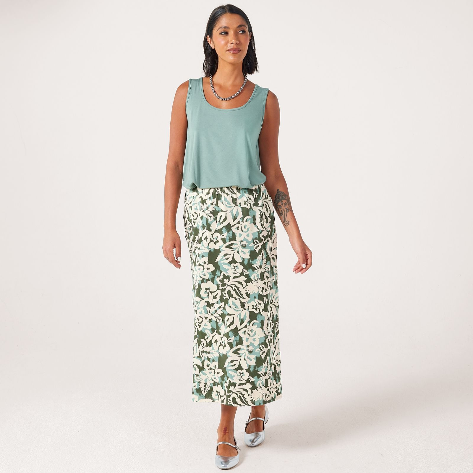 Kim & Co Brazil Knit Jersey A-Line Long Skirt