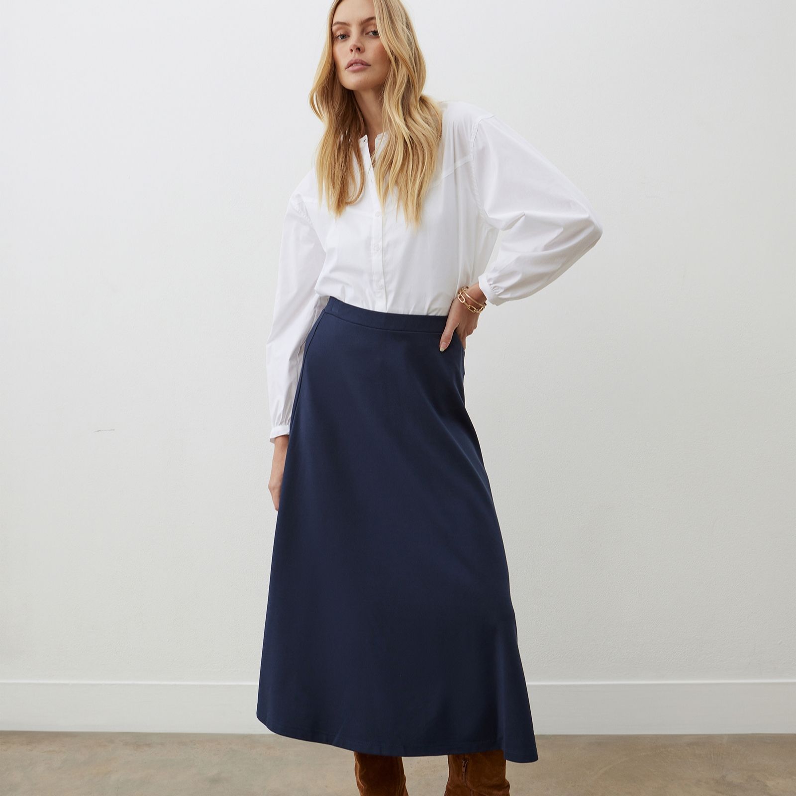 Finery London Ruth Ponte Stretch Midi Swing Skirt