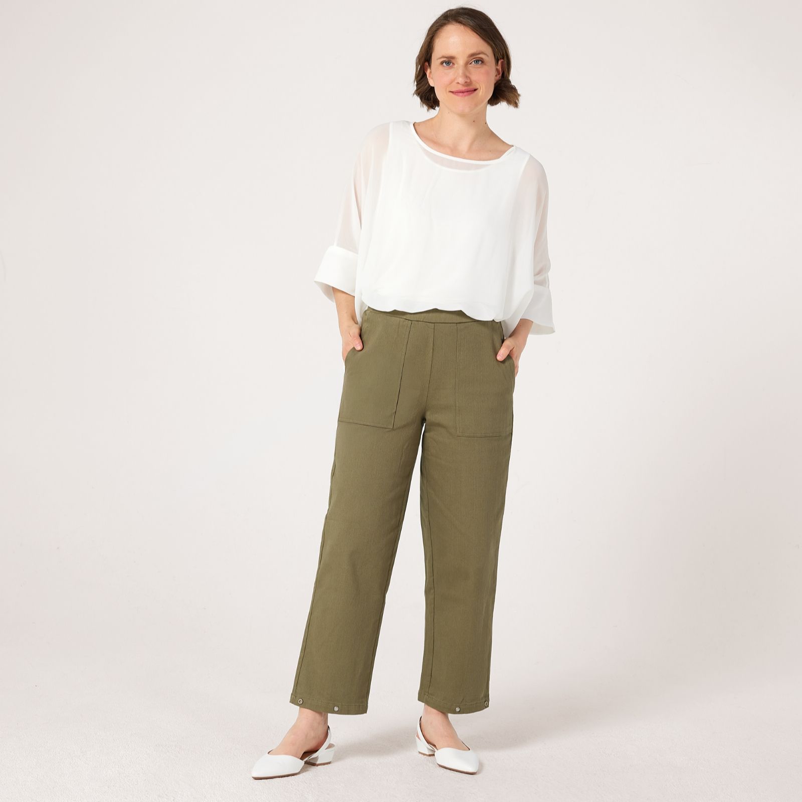 MarlaWynne Denim Washed Twill Slouch Tapered Trousers