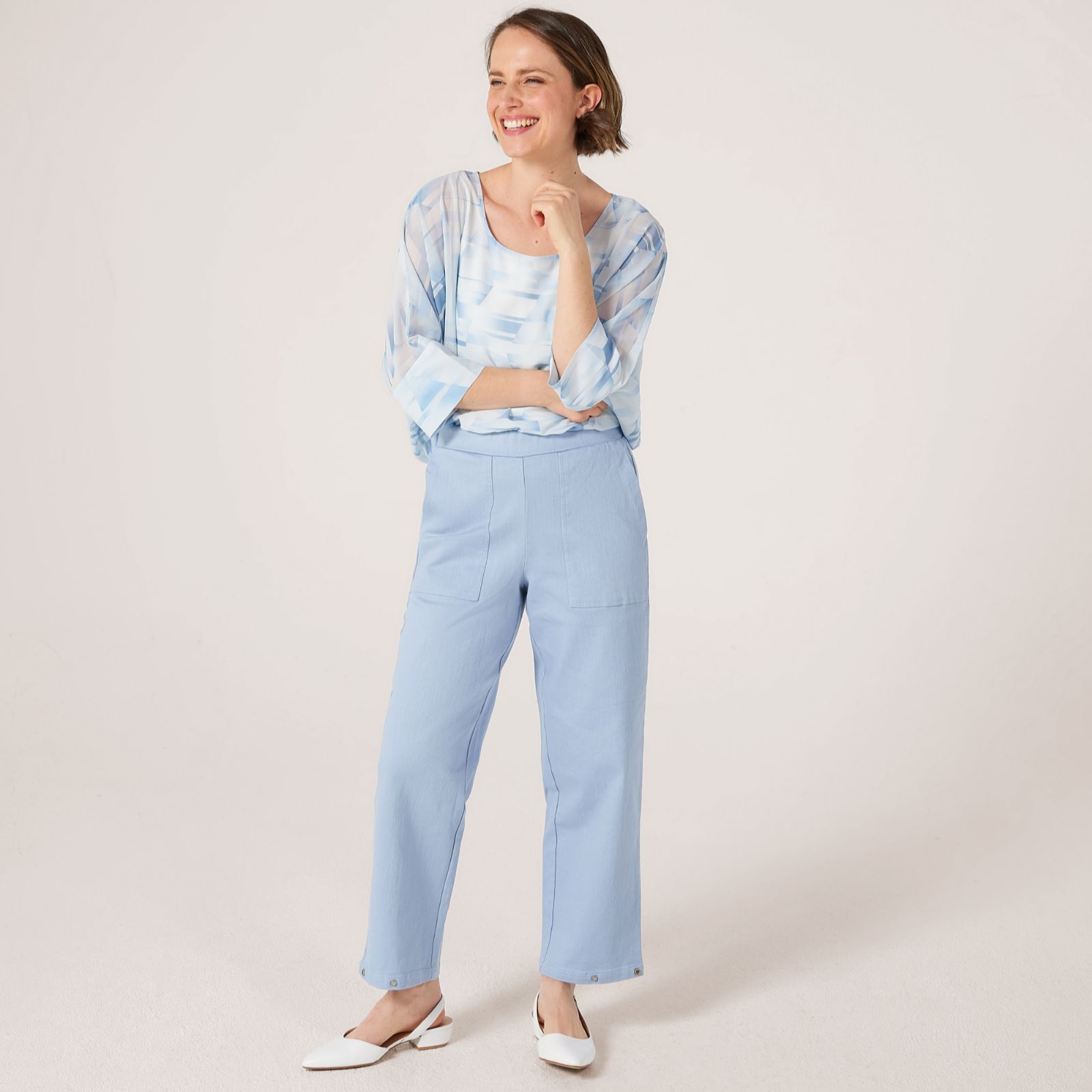 MarlaWynne Denim Washed Twill Slouch Tapered Trousers