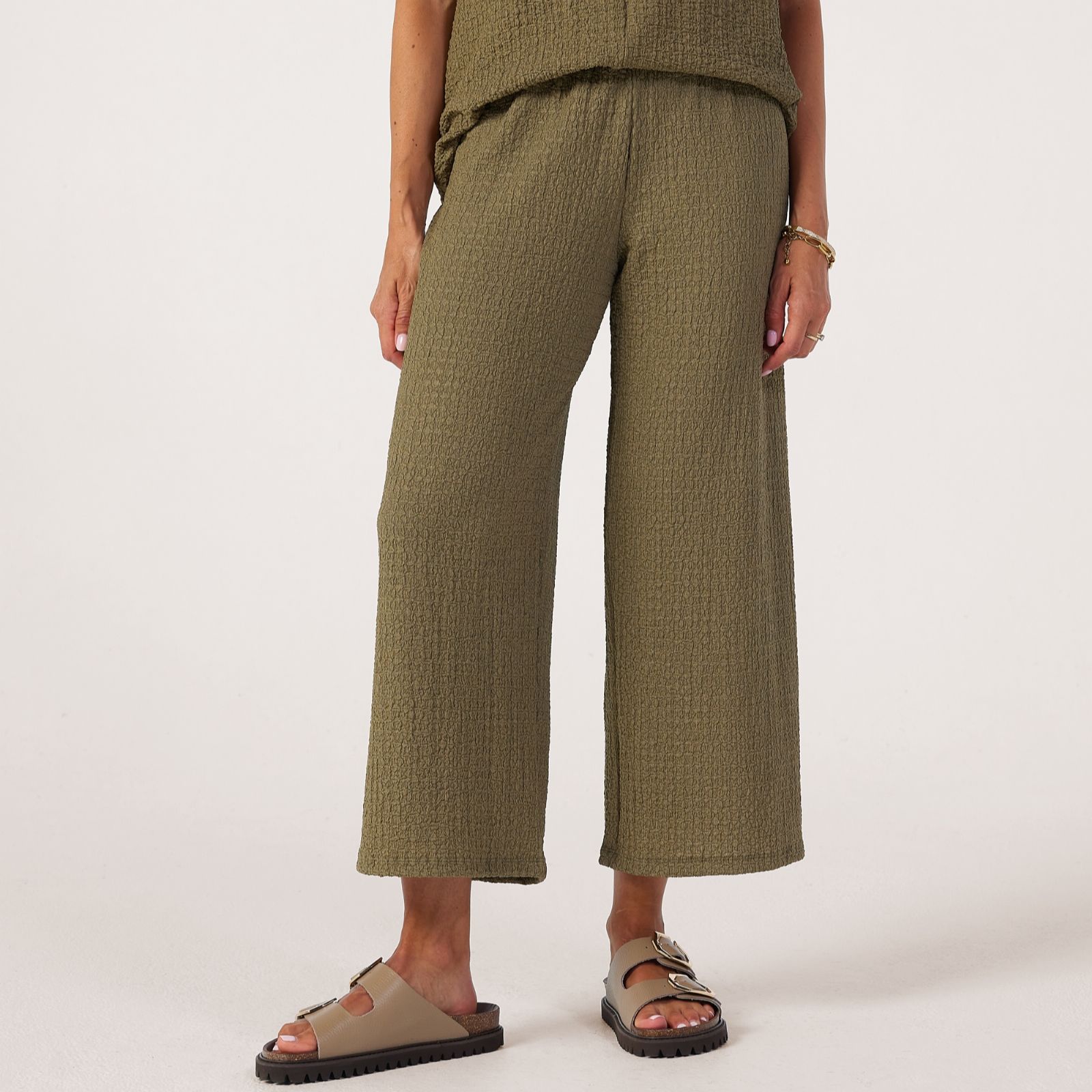 Kim & Co Mini Pop Knit Wide Leg Ankle Length Trousers Standard