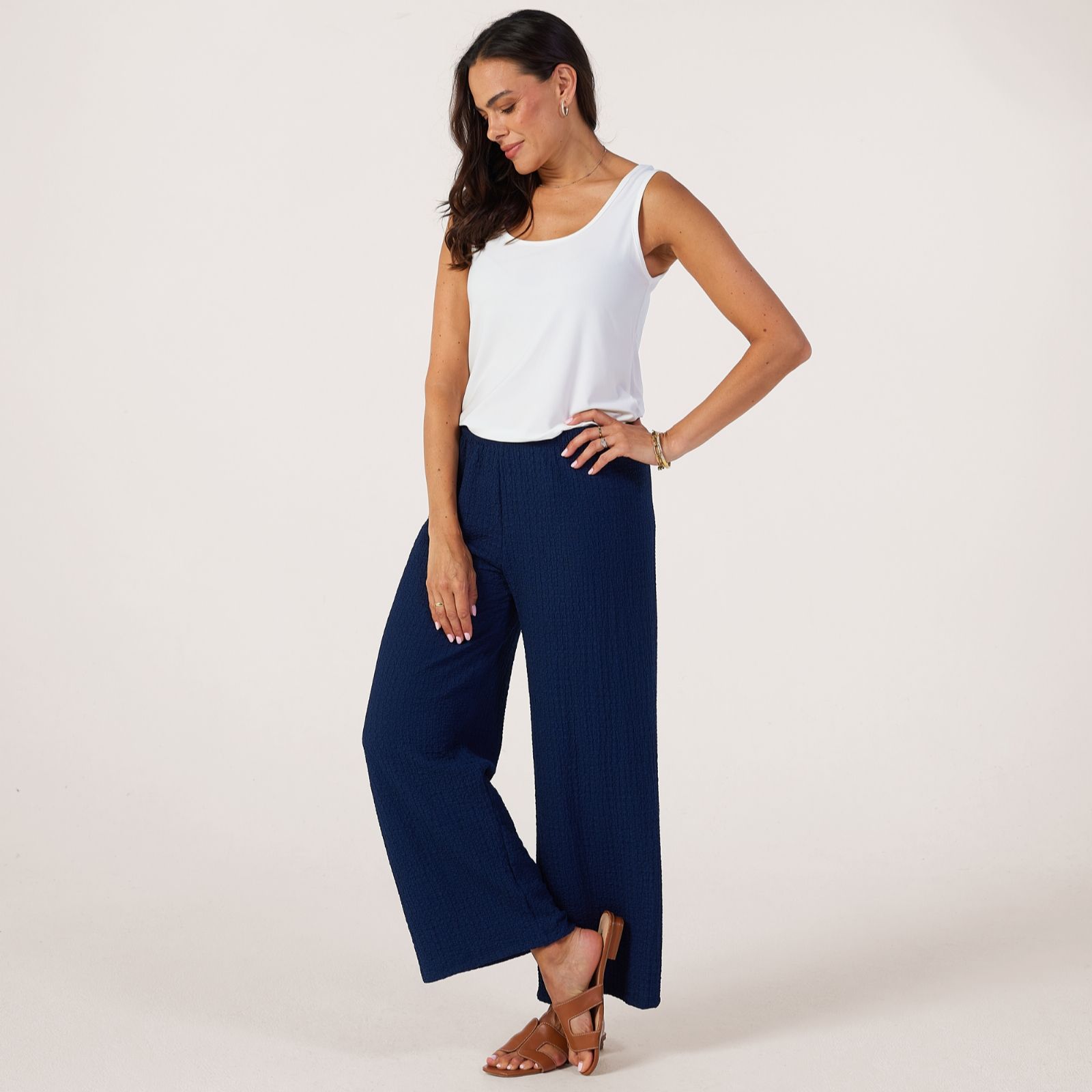 Kim & Co Mini Pop Knit Wide Leg Ankle Length Trousers Standard