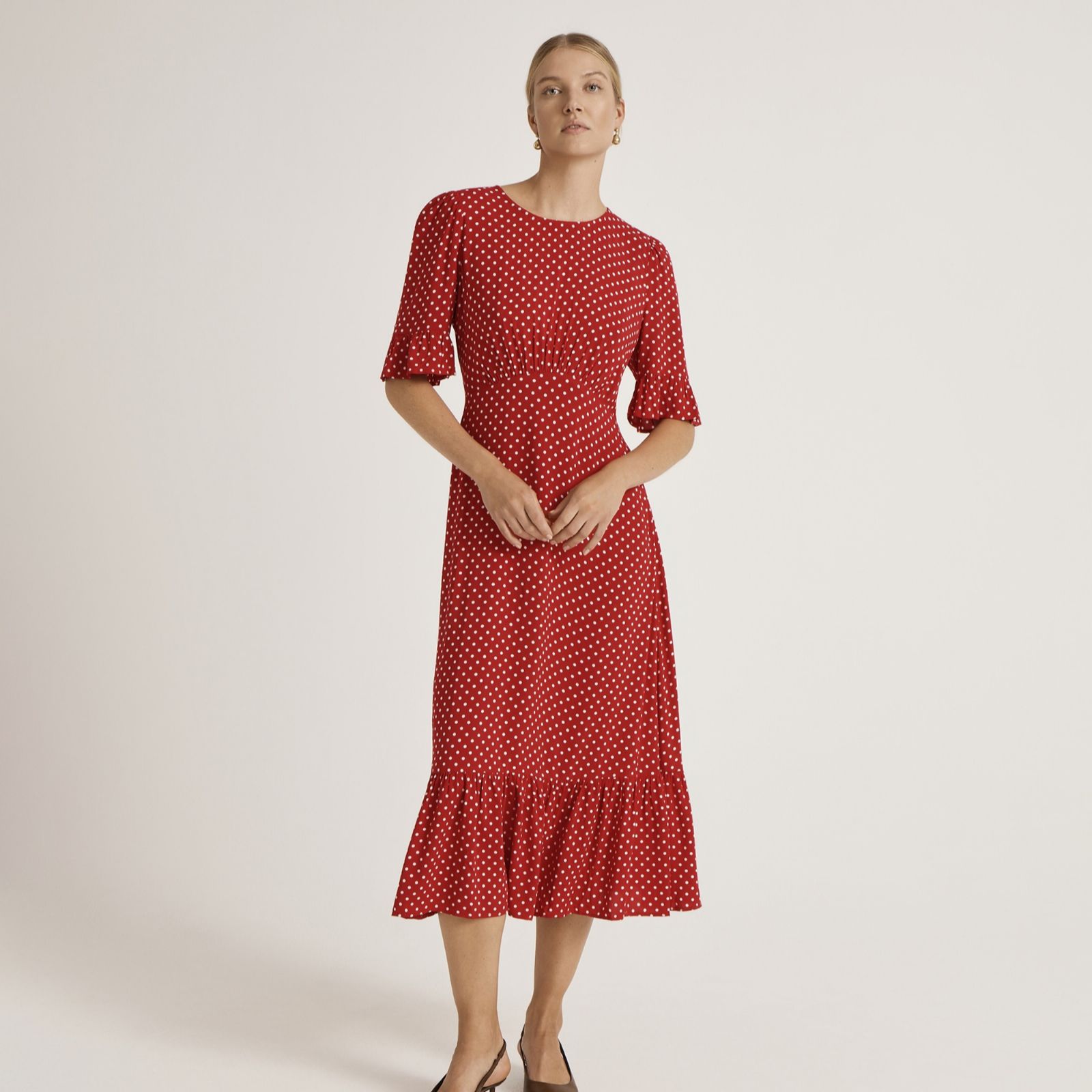 Finery London Sylvie Viscose Spot Print Dress Standard