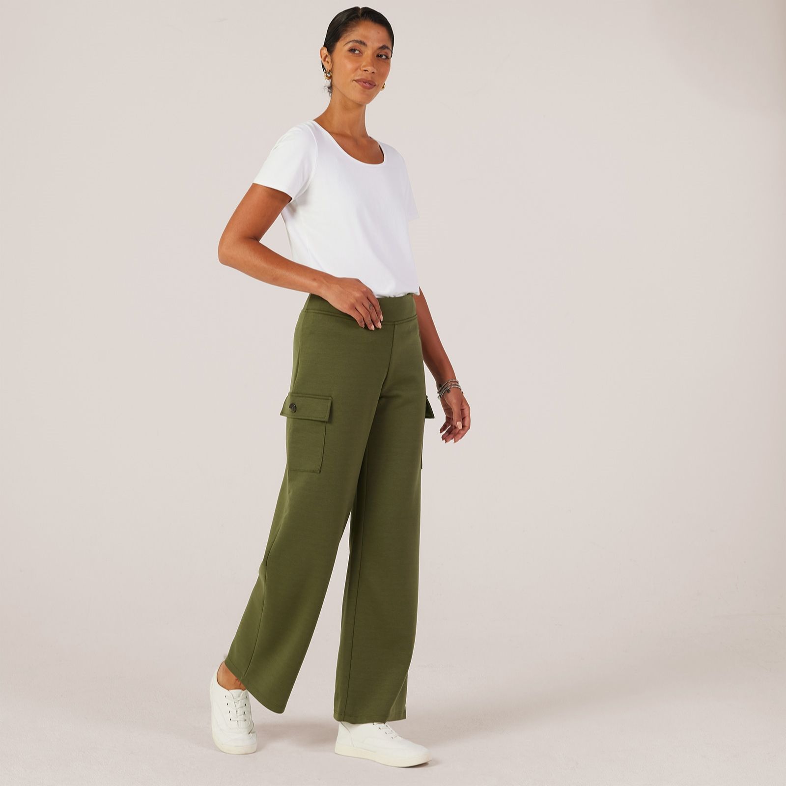 Kim & Co Scuba Jersey Kim Wide Leg Cargo Trousers