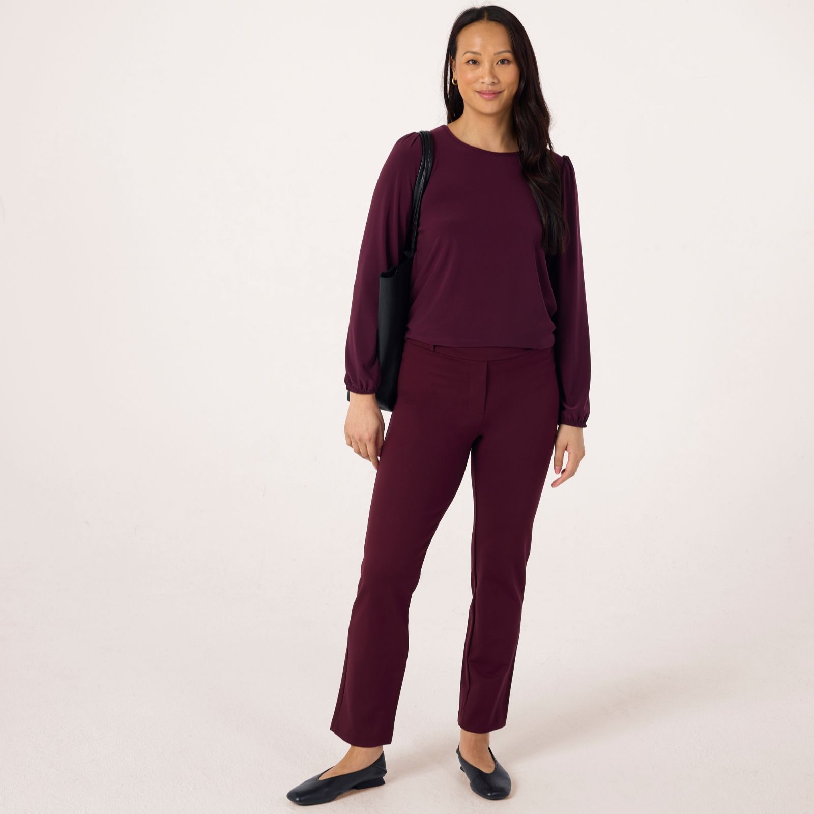 Kim & Co Strech Ponte Jersey Nina Narrow Leg Standard Trousers With Belt Loops