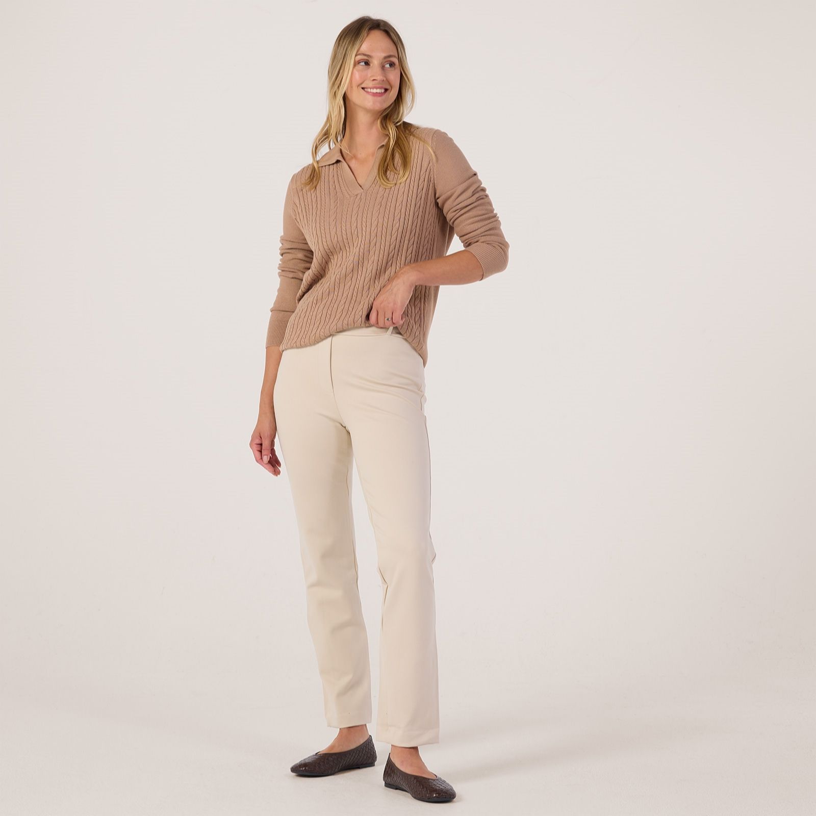 Kim & Co Strech Ponte Jersey Nina Narrow Leg Standard Trousers With Belt Loops