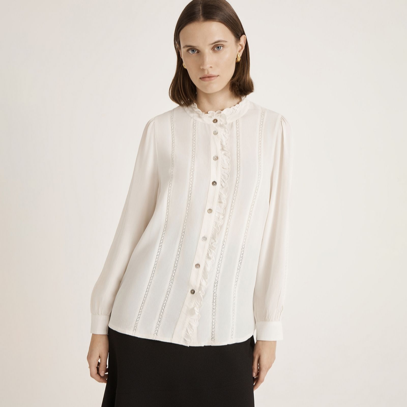 Finery London Fiora Ivory Crepe Lace Blouse