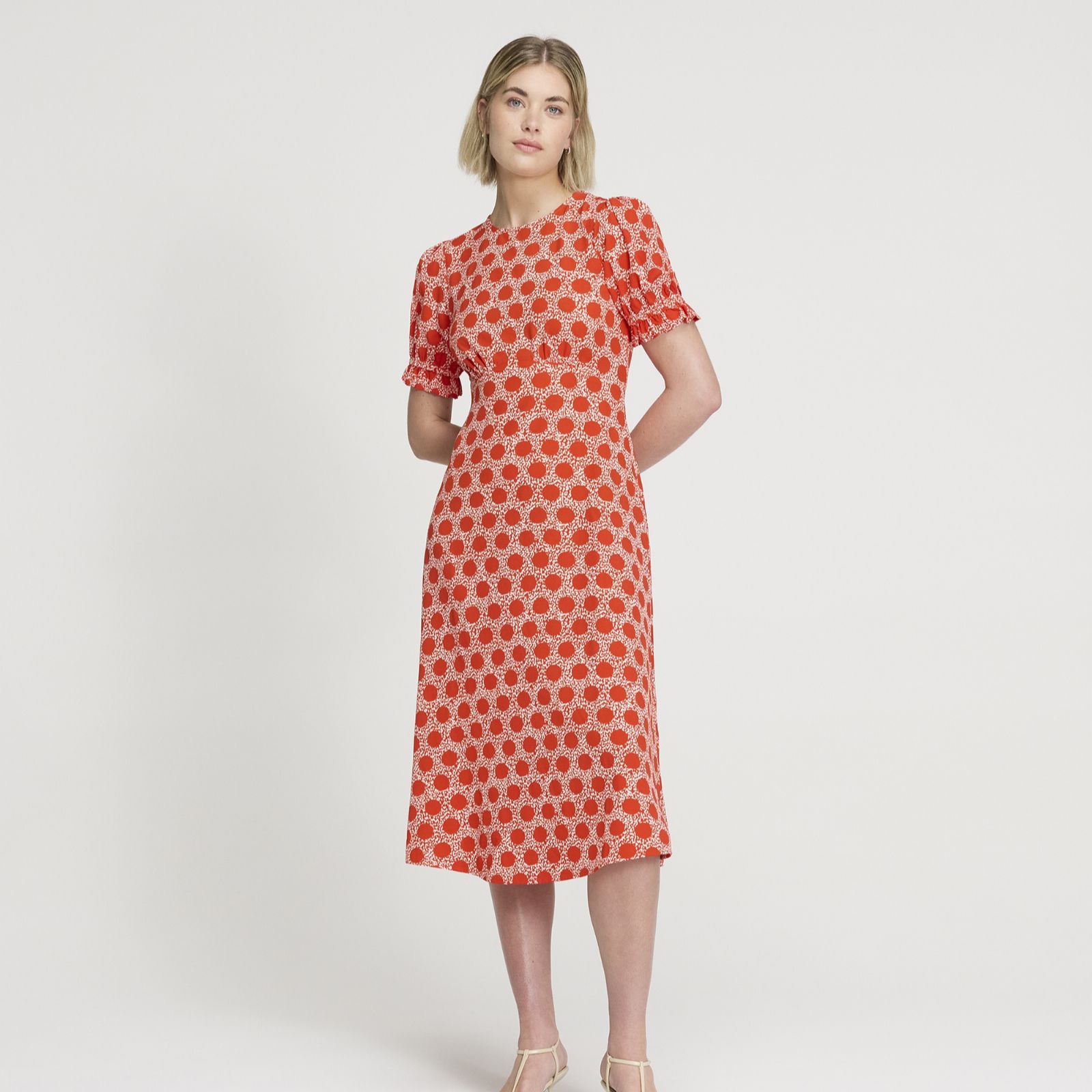 Finery London Mela Spot Print Midi Dress Petite