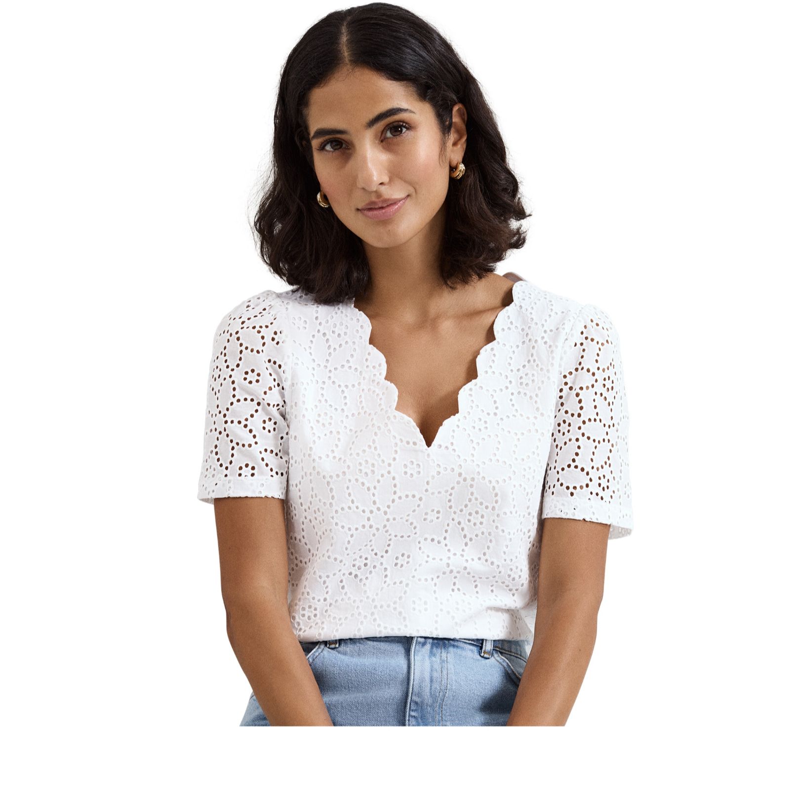 Phase Eight Freya Broiderie Scallop Tshirt