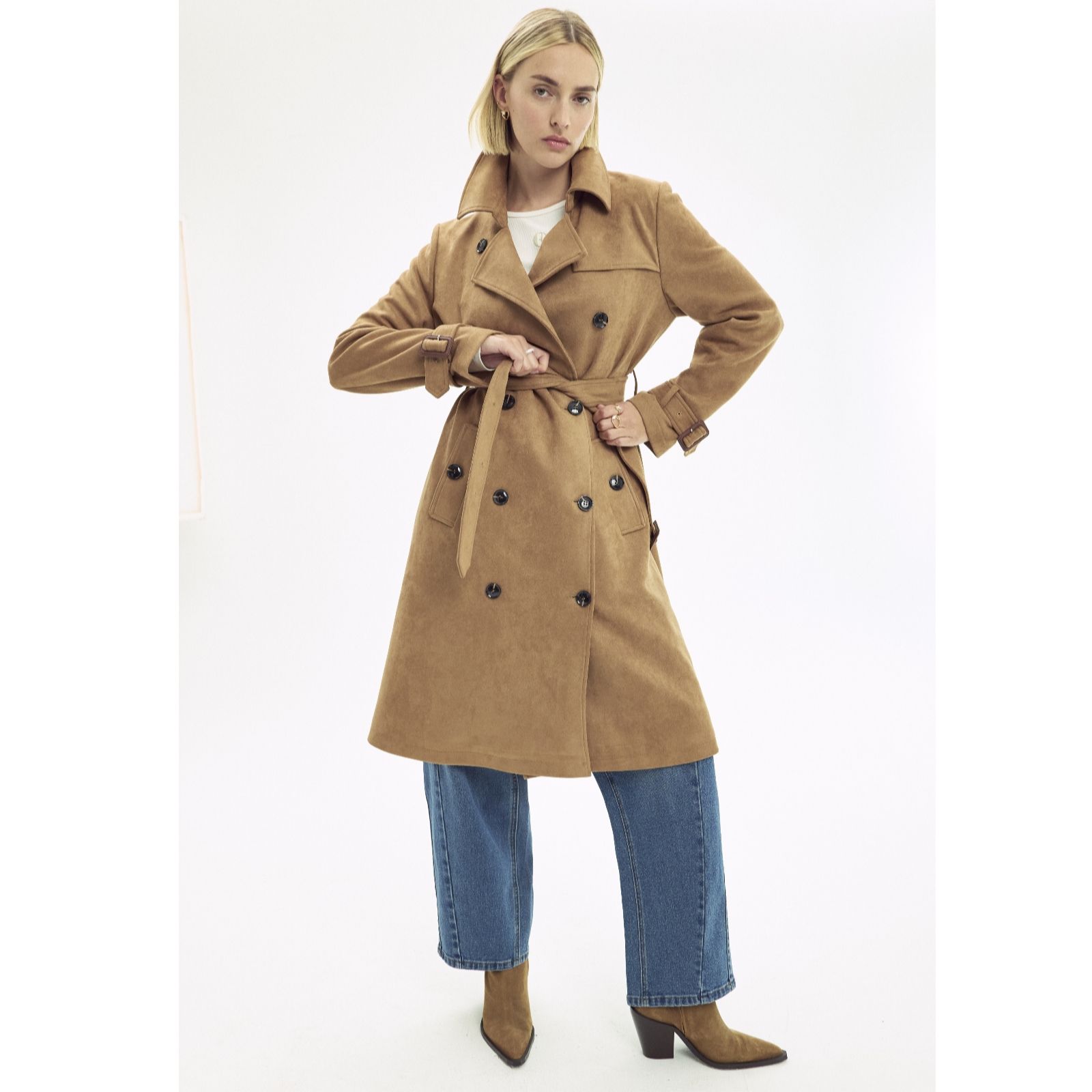  ELLE Get The Look Suedette Trench Coat