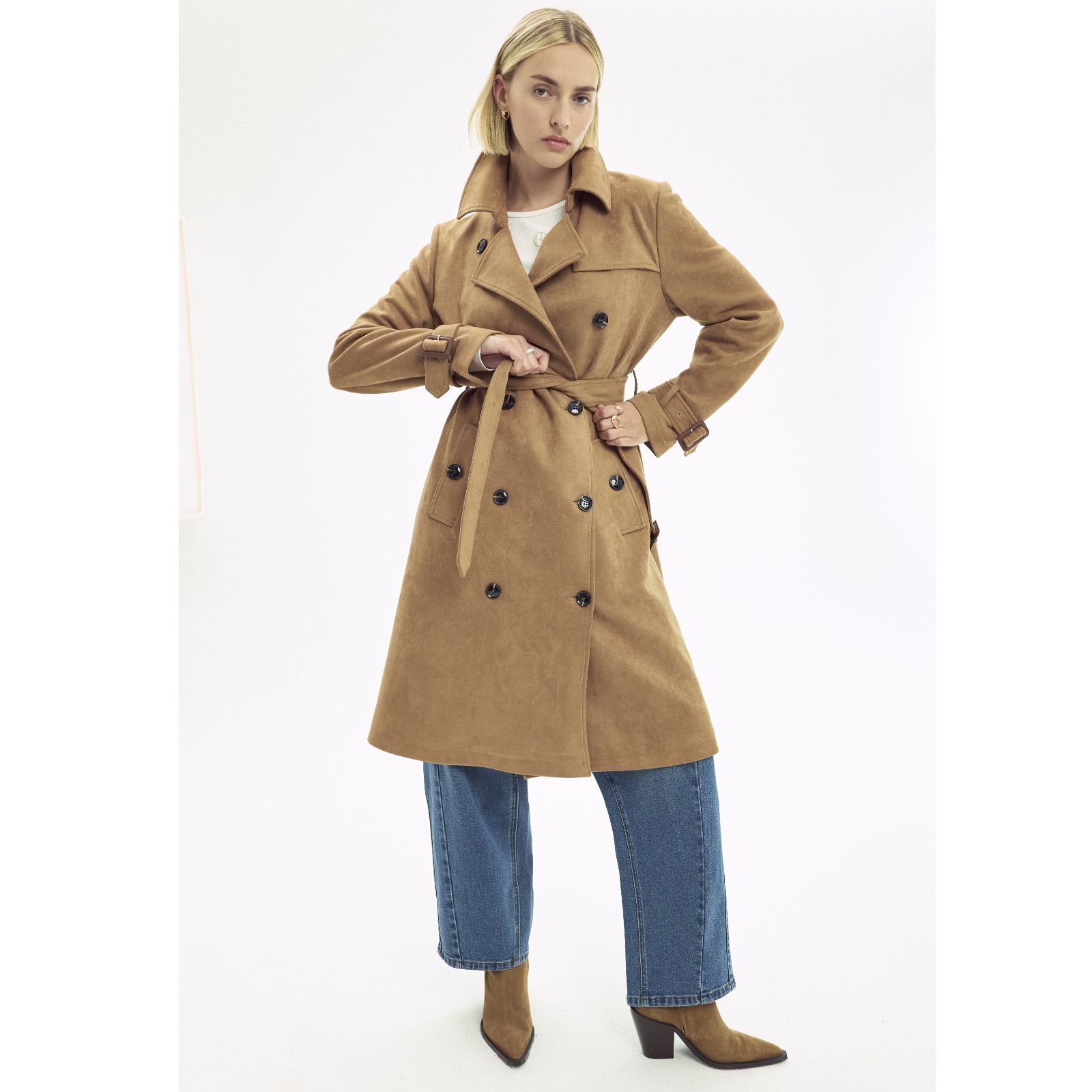 ELLE Get The Look Suedette Trench Coat