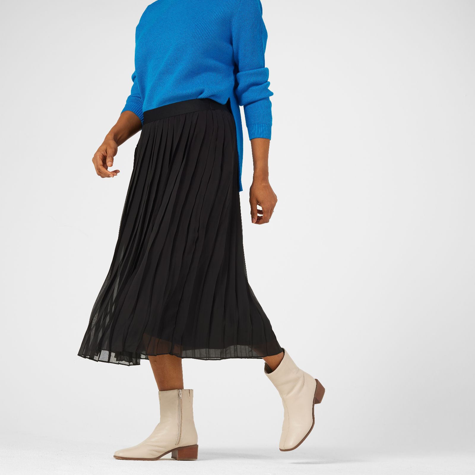 Blue pleated outlet skirt qvc