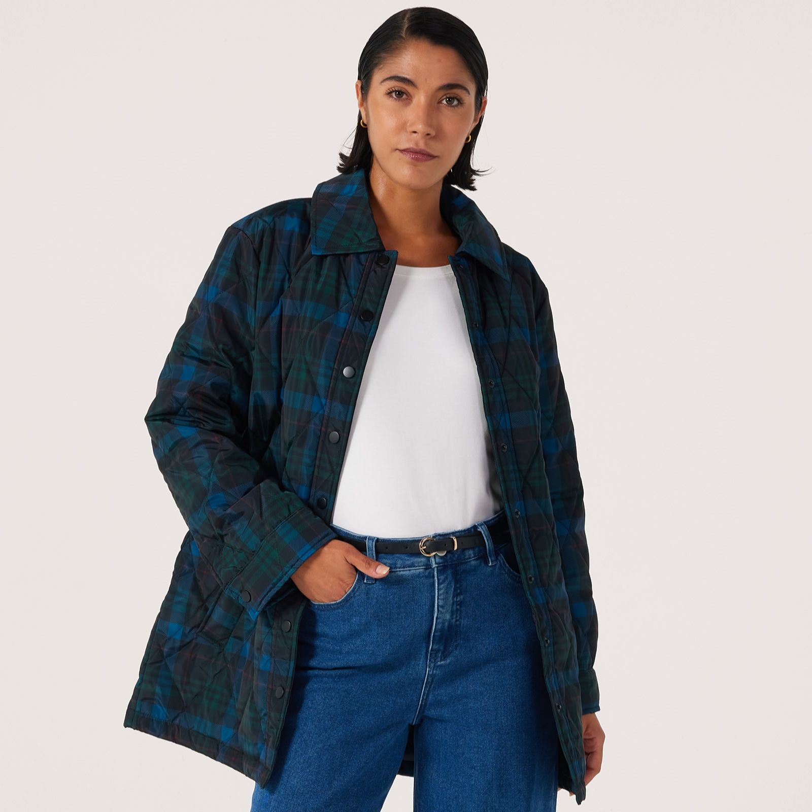 Centigrade Checked Print Quilted Jacket