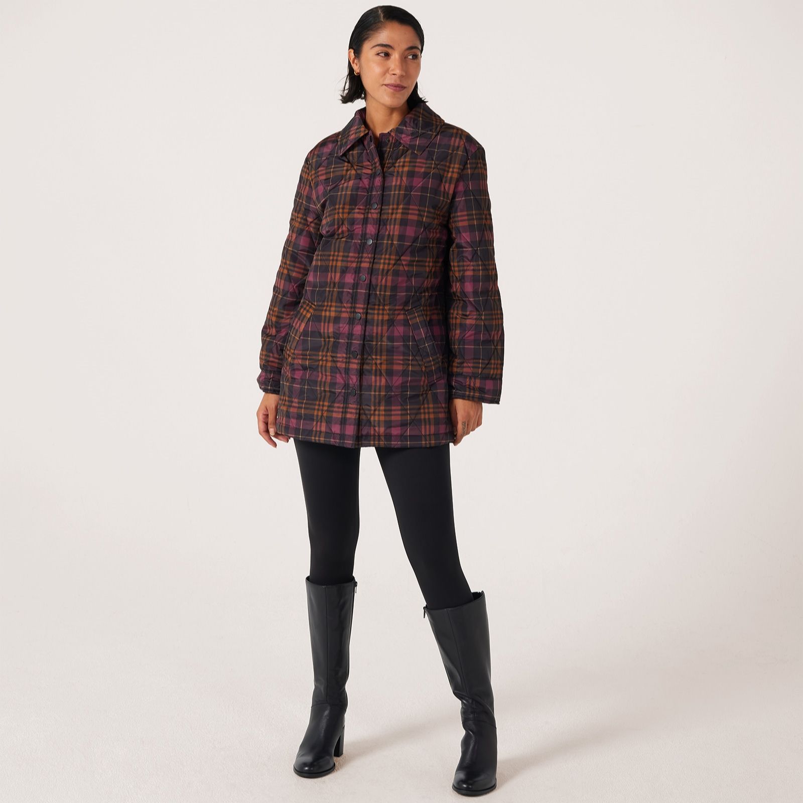 Centigrade Checked Print Quilted Jacket
