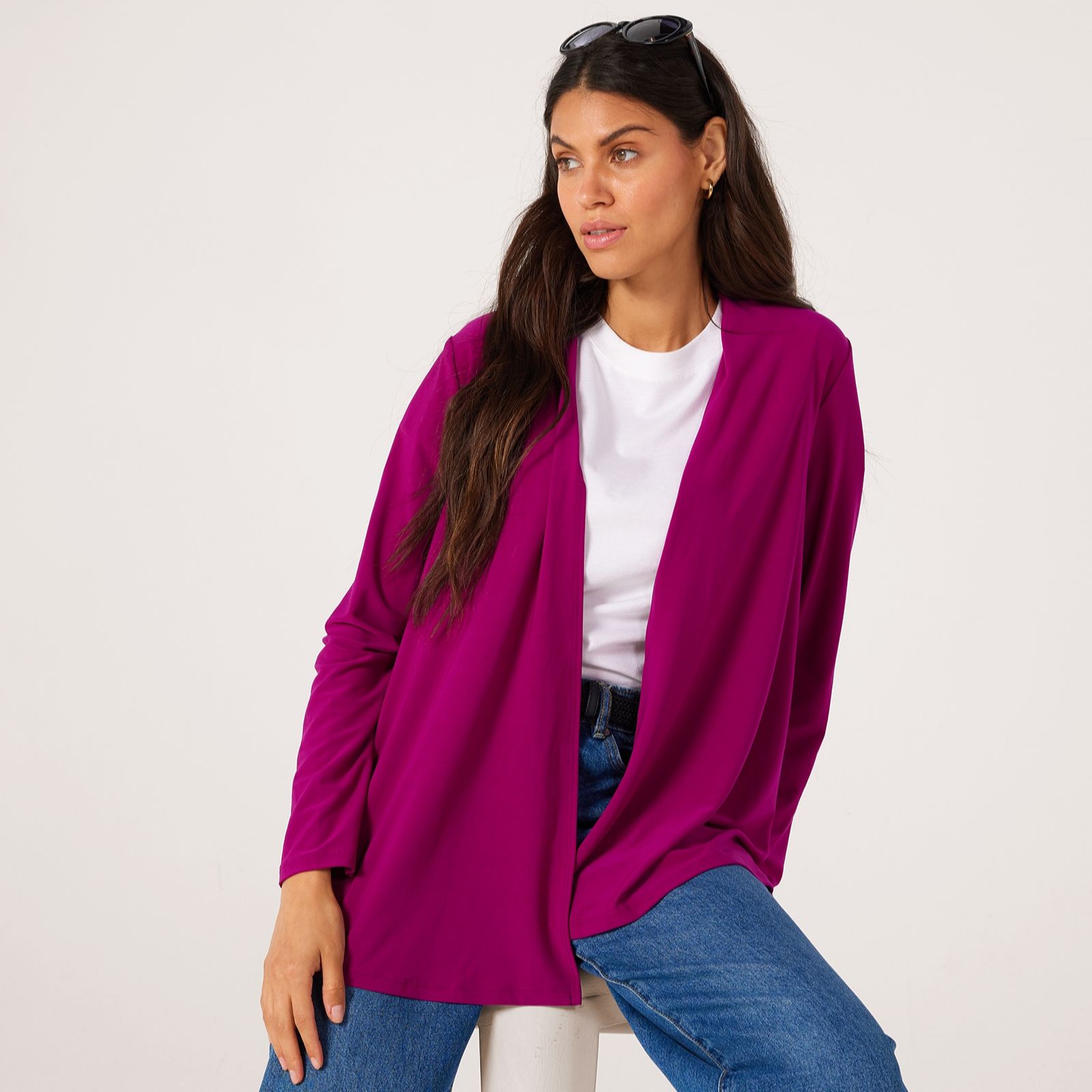 Kim & Co Deluxe Brazil Jersey Cardigan with Shirring Back Detail